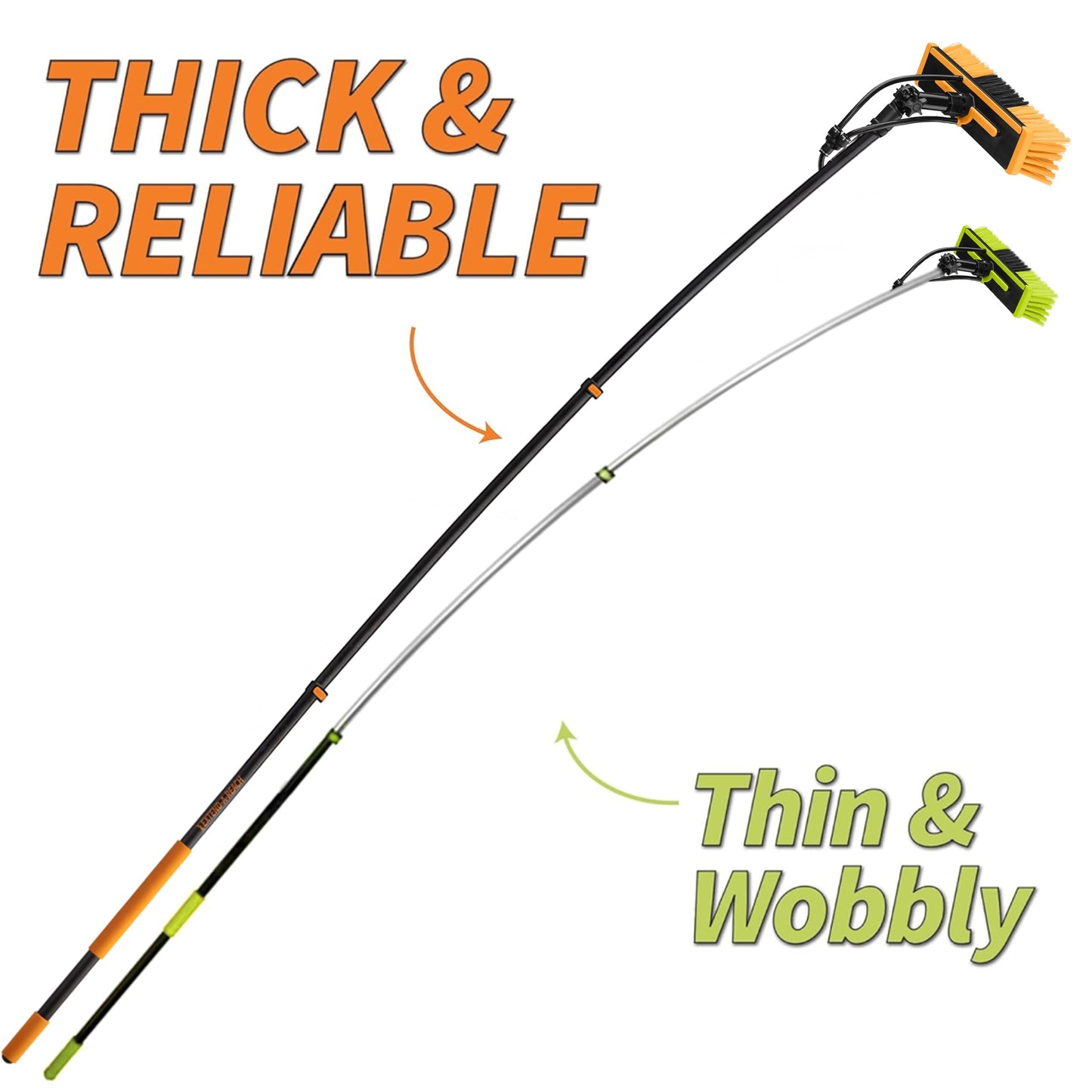 5-24 ft Water Fed Pole Window Cleaning System // Professional Telescopic Solar Panel Cleaning Equipment // Water Fed Brush with Upper Rinse Bar, 10" Squeegee, Water Filter, Soap Dispenser & Water Hose
