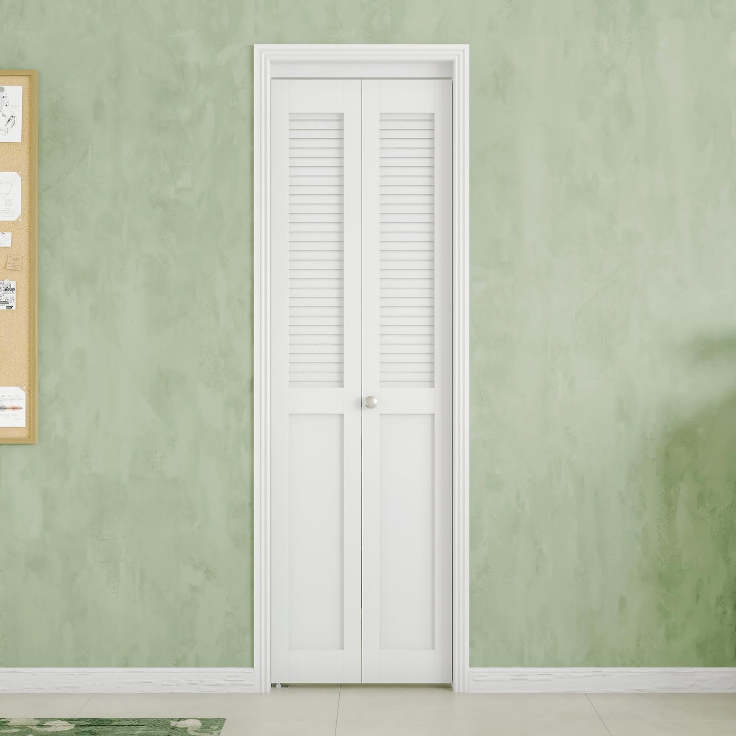 ARKHJEM Louver Closet Door, Half-Panel Bi-Fold Doors for 24in×80in Opening, Finished Interior Door Slab, Folding Doors with Hardware, MDF&PVC, White