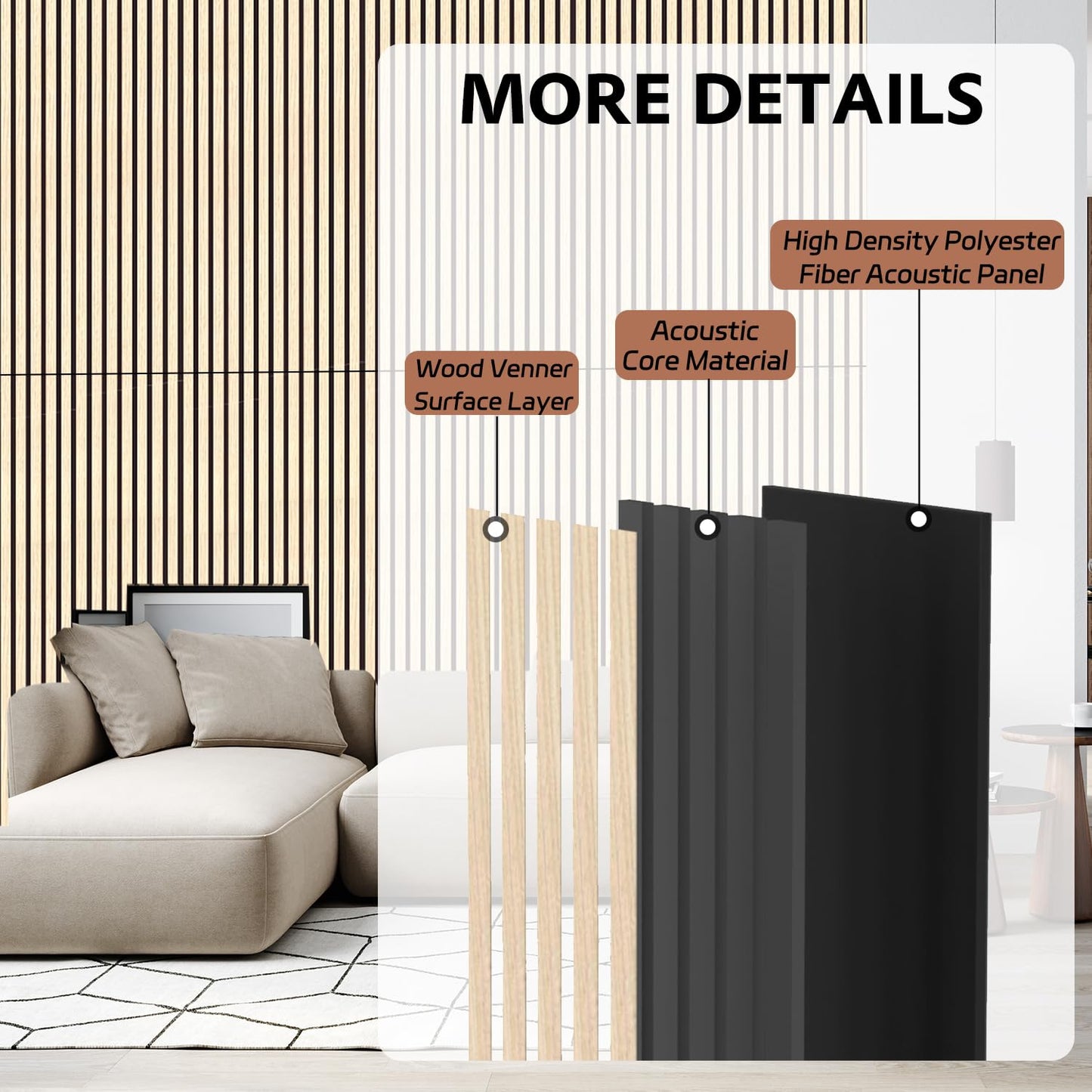 RITOLLO 4 Pack Wood Panels for Wall - 47.2"×23.6" Wood Slat Acoustic Panels for Wall, Soundproof Panels, 3D Fluted Panels for Interior Wall Decor (Natural Oak)