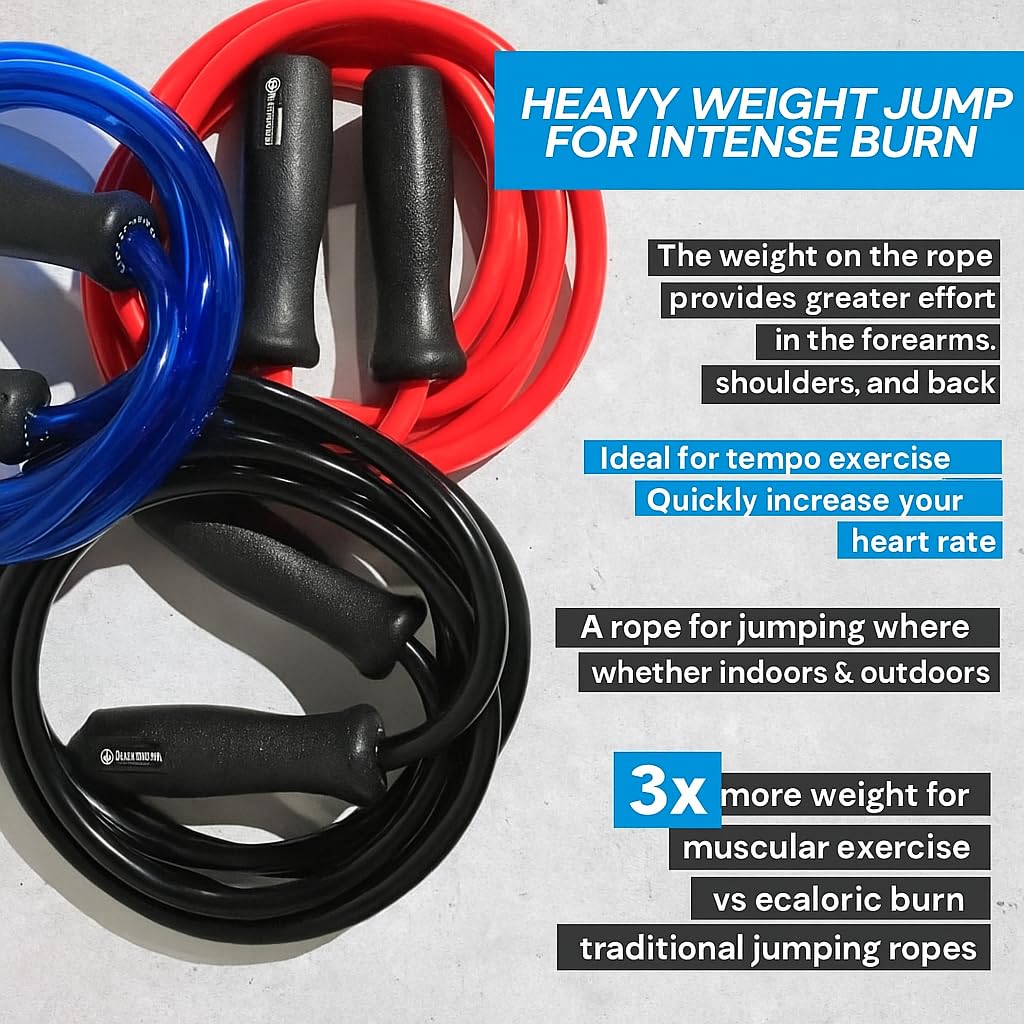 Elite Jumps Muay Thai 2.0 Weighted Jump Rope - Designed for High-Intensity Training, Muay Thai, & MMA Workouts - Heavy 1.3lb PVC Jump Ropes for Fitness