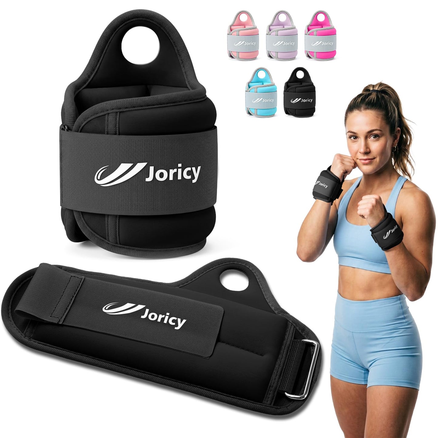 Wrist Weights with Thumb Loops Lock for Men Women 2LBS Pair (1 LB Each Weight) Arm Ankle Weights Weighted Gloves for Running Walking Jogging Strength Training Gym Workout Cardio Exercises, Black