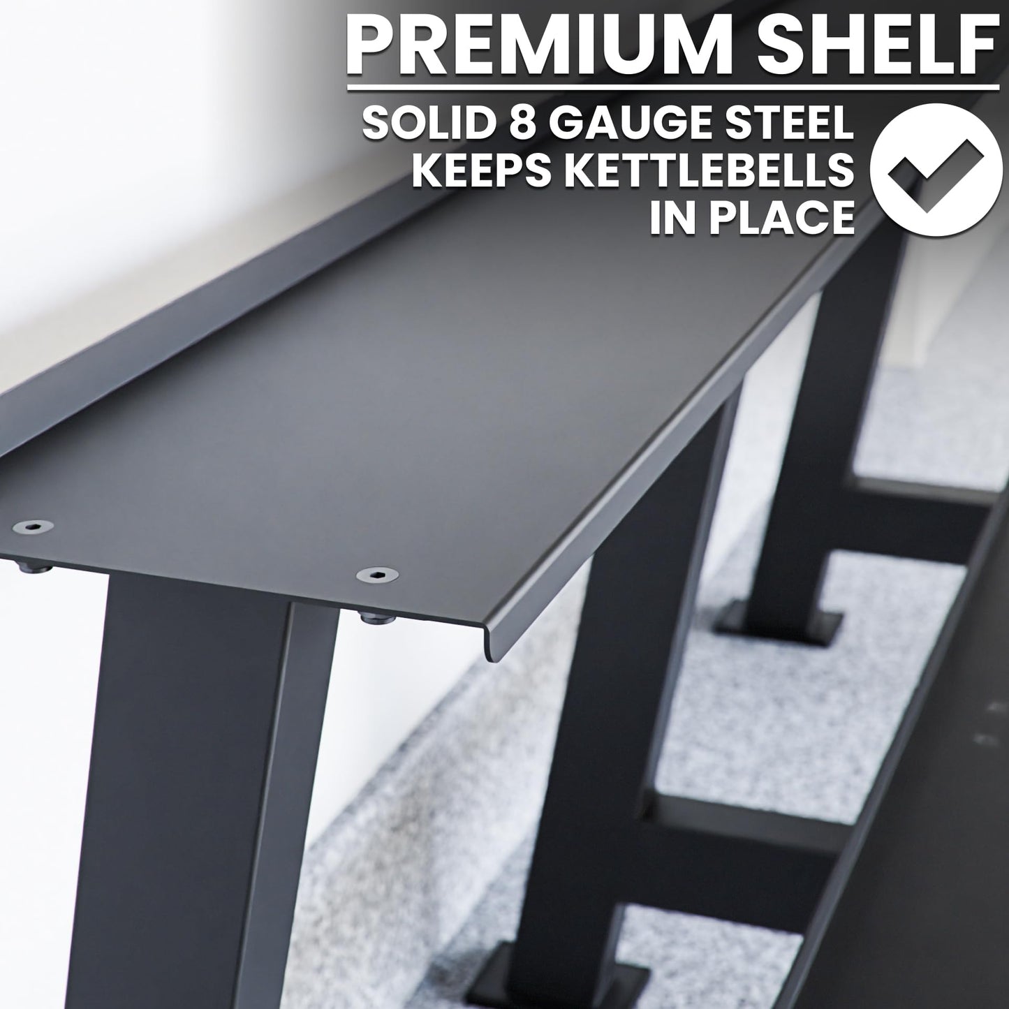 Synergee Kettlebell Storage Rack - Gym Storage Rack for Fitness Equipment Organization - 2-Tier Shelf for Holding Synergee Kettlebell Set