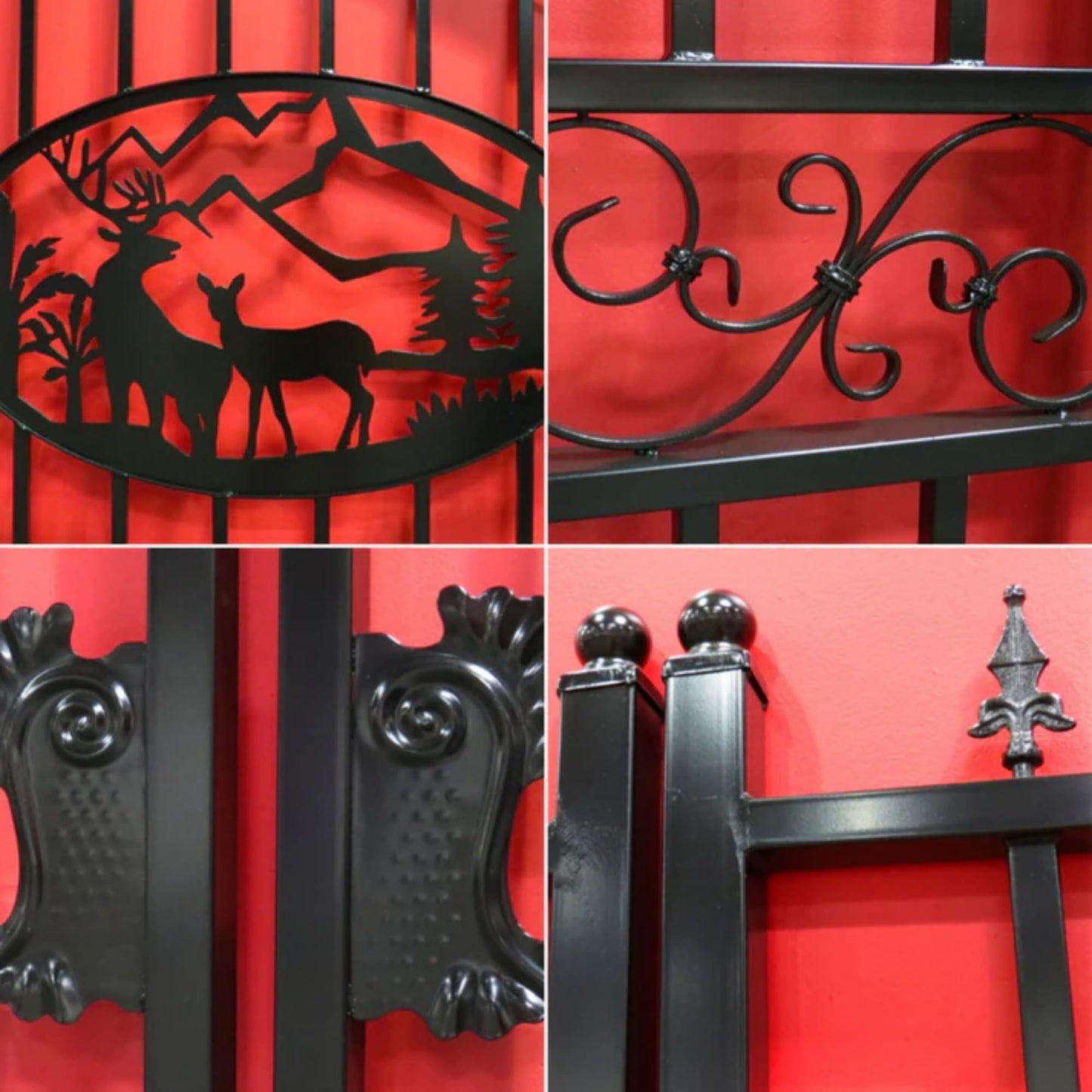CHERY INDUSTRIAL.COM Outdoor Dual Swing Gate Driveway Security Gates Anti-Rust Outdoor Iron Gate Weatherproof Gate for Outdoor for Yard Patio Manor (14‘ Deer)