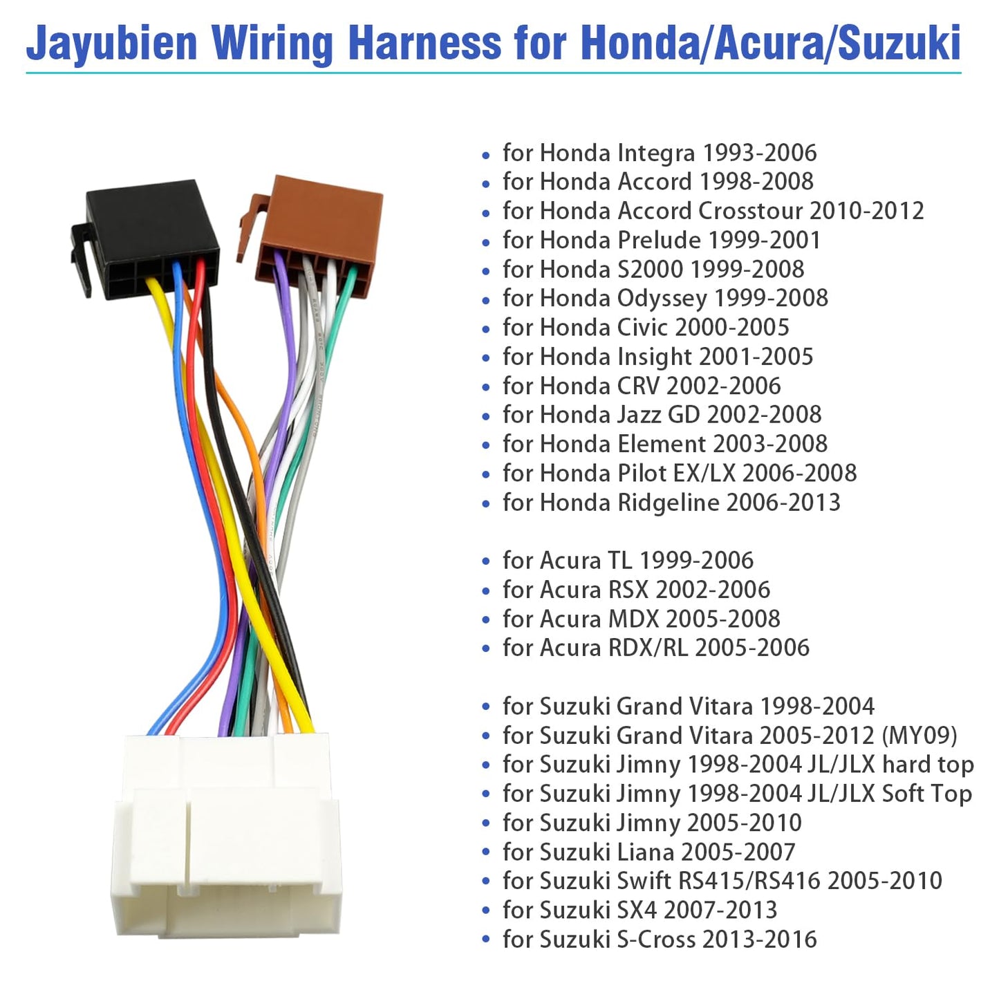 20Pin Aftermarket Radio Wiring Harness Adapter Compatible with Honda Suzuki Acura ISO Car Stereo Wire Harness Cable