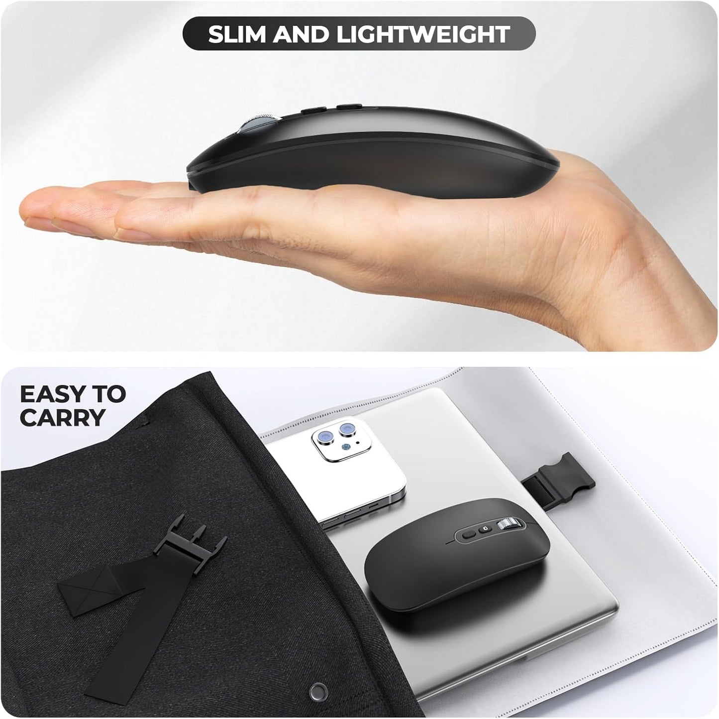 RaceGT USB C Wireless Mouse, Rechargeable Dual-Mode Mouse(Type-c and Bluetooth), Silent Bluetooth Mice for MacBook