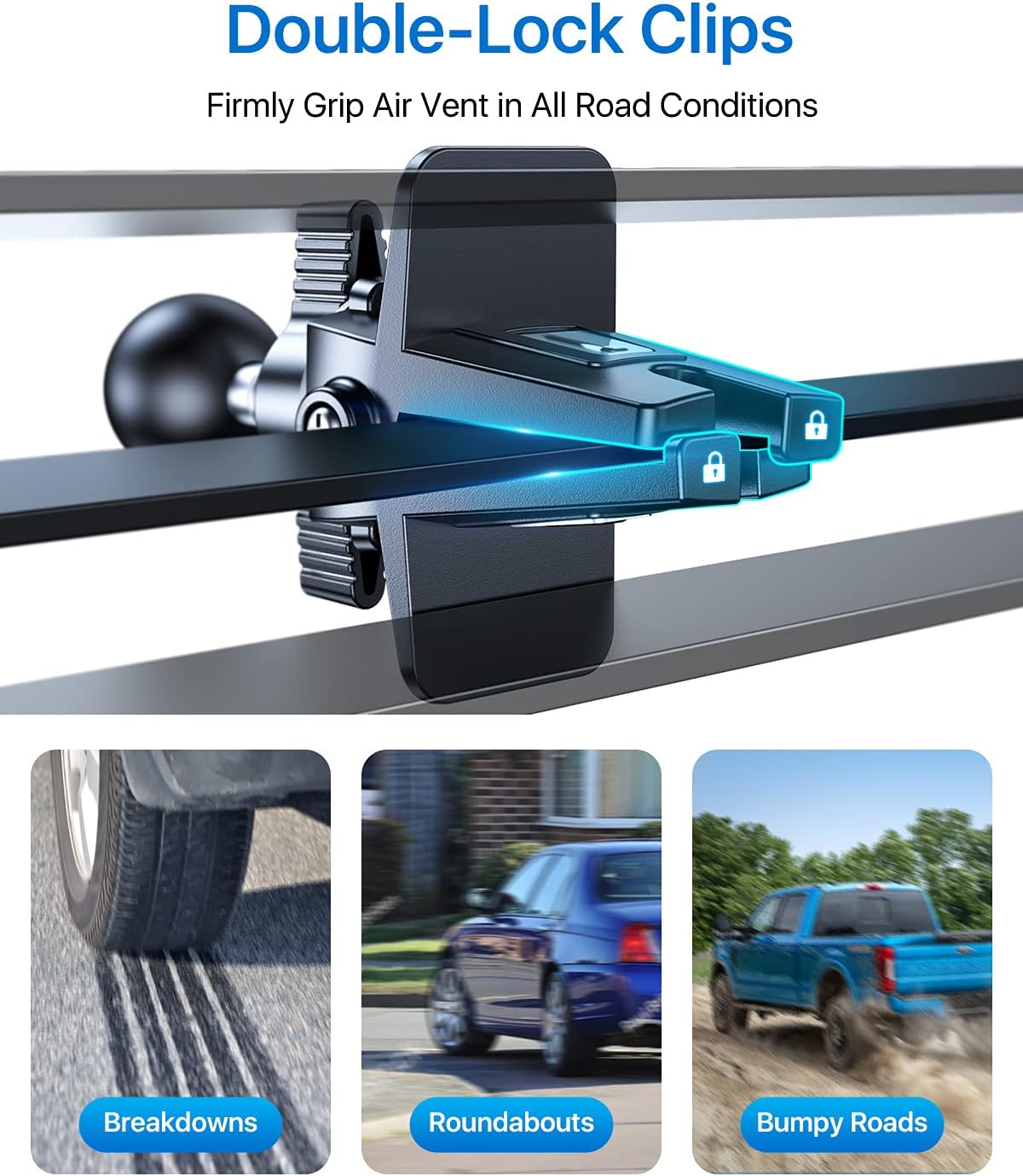 andobil 2026 17 15 14 13 S26 S25 Upgraded Car Phone Holder Mount for Vent, Military Sturdy Metal Clip Air Vent Phone