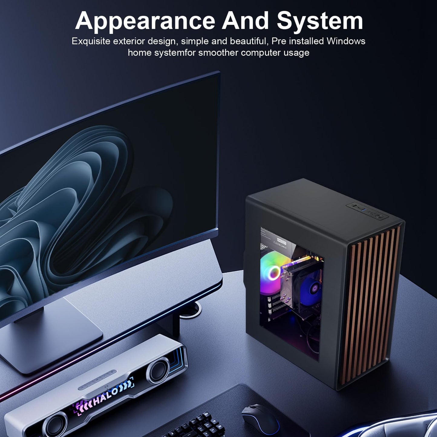 GPVHOSO Desktop Computer Tower PC, Intel Core i5 4570, 16GB DDR3 RAM, 512GB SSD, Windows 11 Home, Business Desktop with Wi-Fi 6, USB 3.0 and HDMI, Ideal for Work & Study
