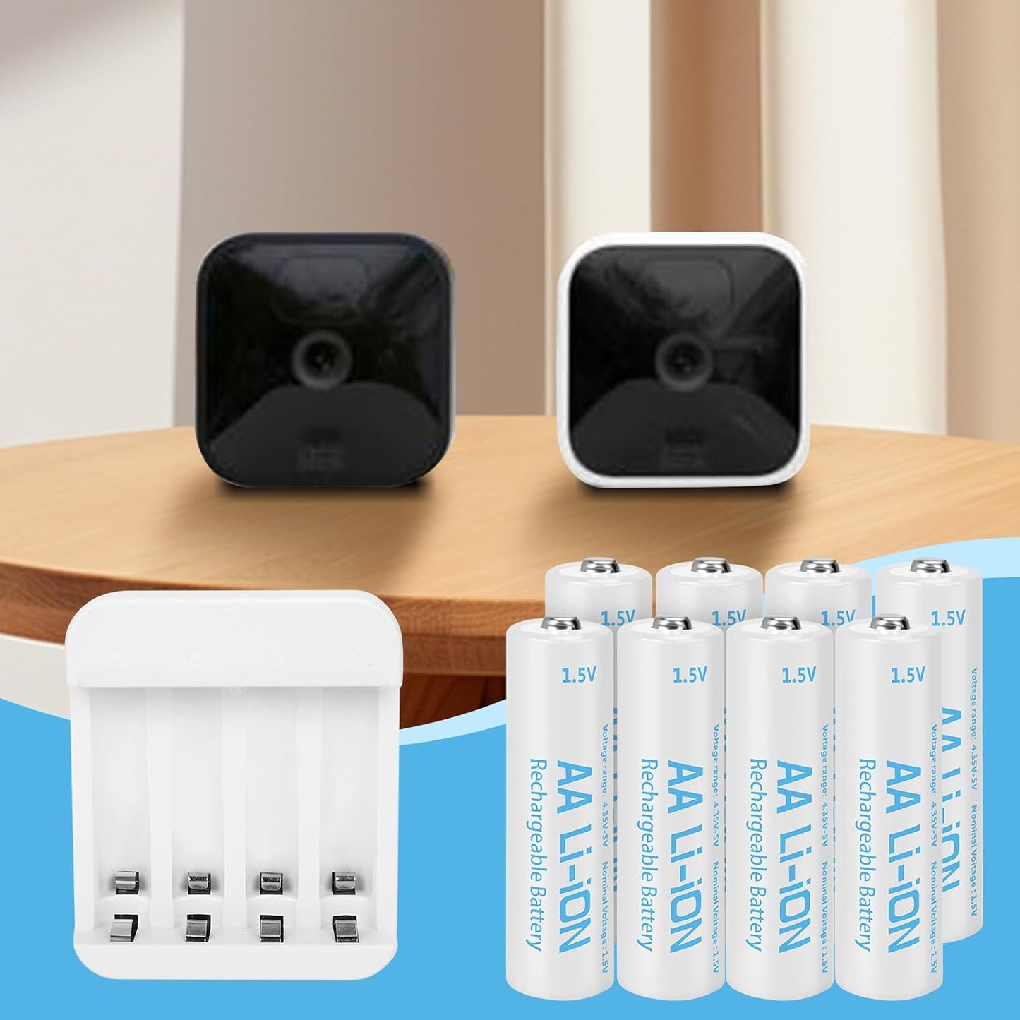 winbasic 1.5V (4-Bay 3600mWh (4 Pack) Rechargeable Lithium AA Batteries with Charger Independent Slot), Long Lasting