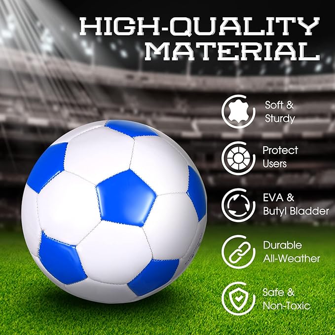 HyDren 8 Pcs Soccer Balls Bulk with Pump Deflated Official Size Sport Soccer Ball for Kid Adult Game Match Indoor Outdoor Gift for School Sports Game Birthday Party Gift Christmas Operation