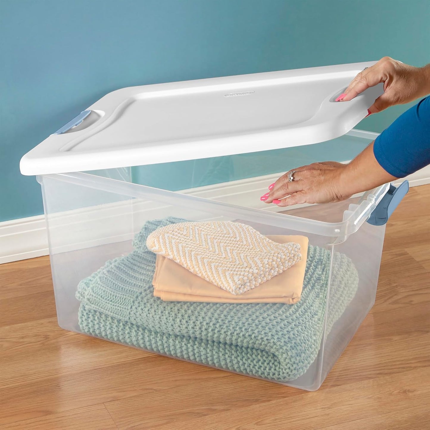 Sterilite 6-Pack Latching Storage Bins - Heavy-Duty 64 Quart Clear Plastic Containers for Organizing