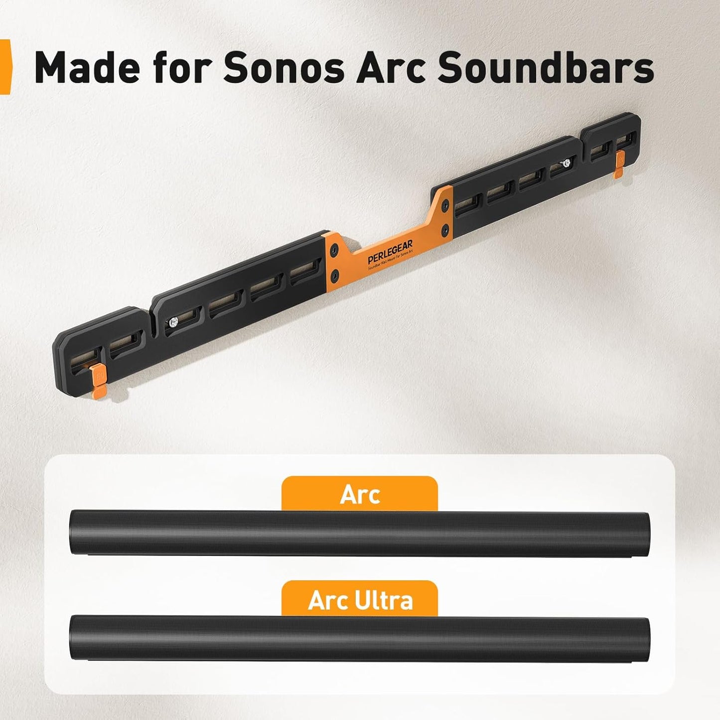 Perlegear Soundbar Wall Mount - Compatible with Sonos Arc & Ultra | Hidden Design, Sturdy Steel Structure