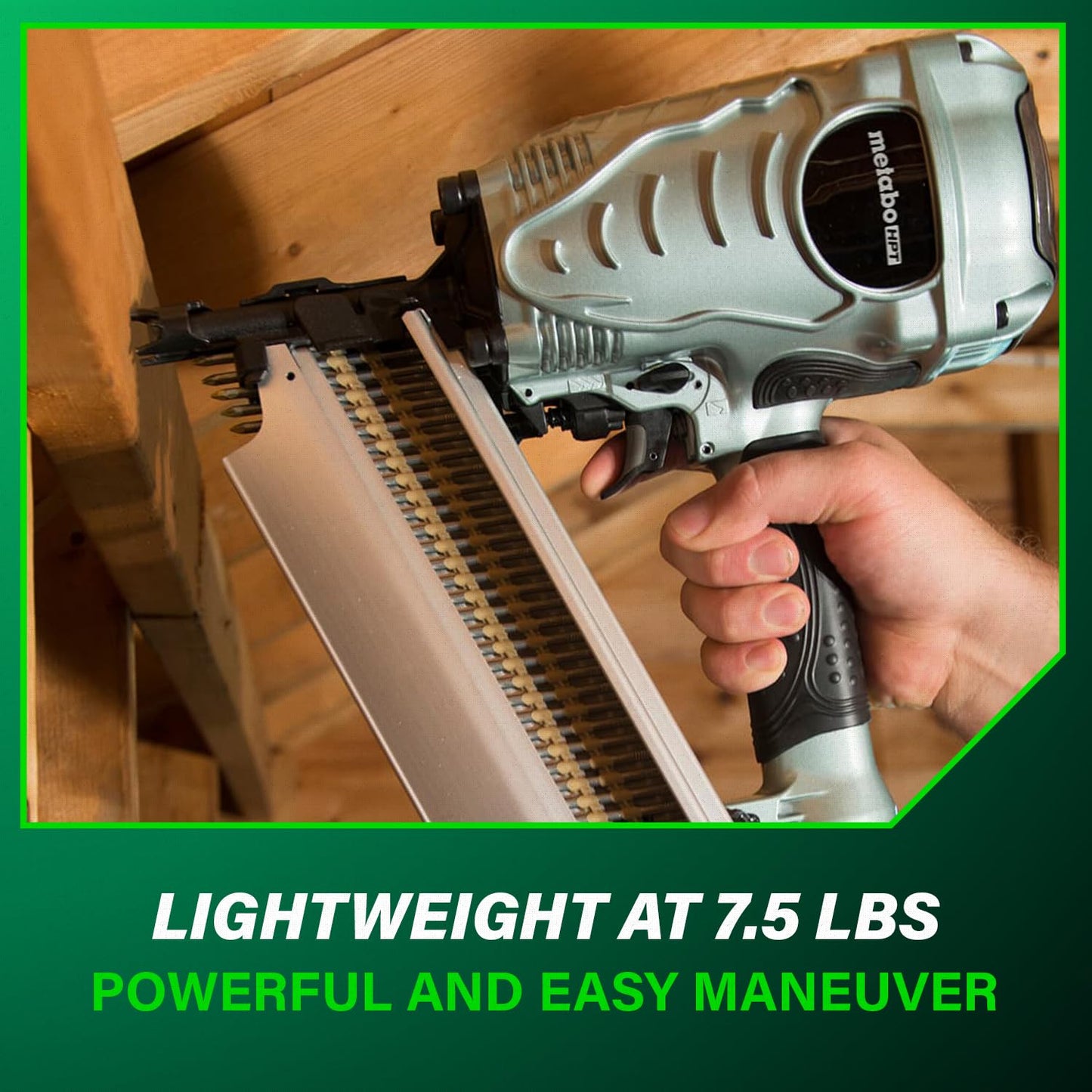 Metabo HPT Framing Nailer, Pro-Preferred Power Nailer for Flooring, Roof Decking, and More, Lightweight 7.5 lbs Framing Tool for 21° 2" to 3-1/2" Plastic Collated Nails, NR90AES1