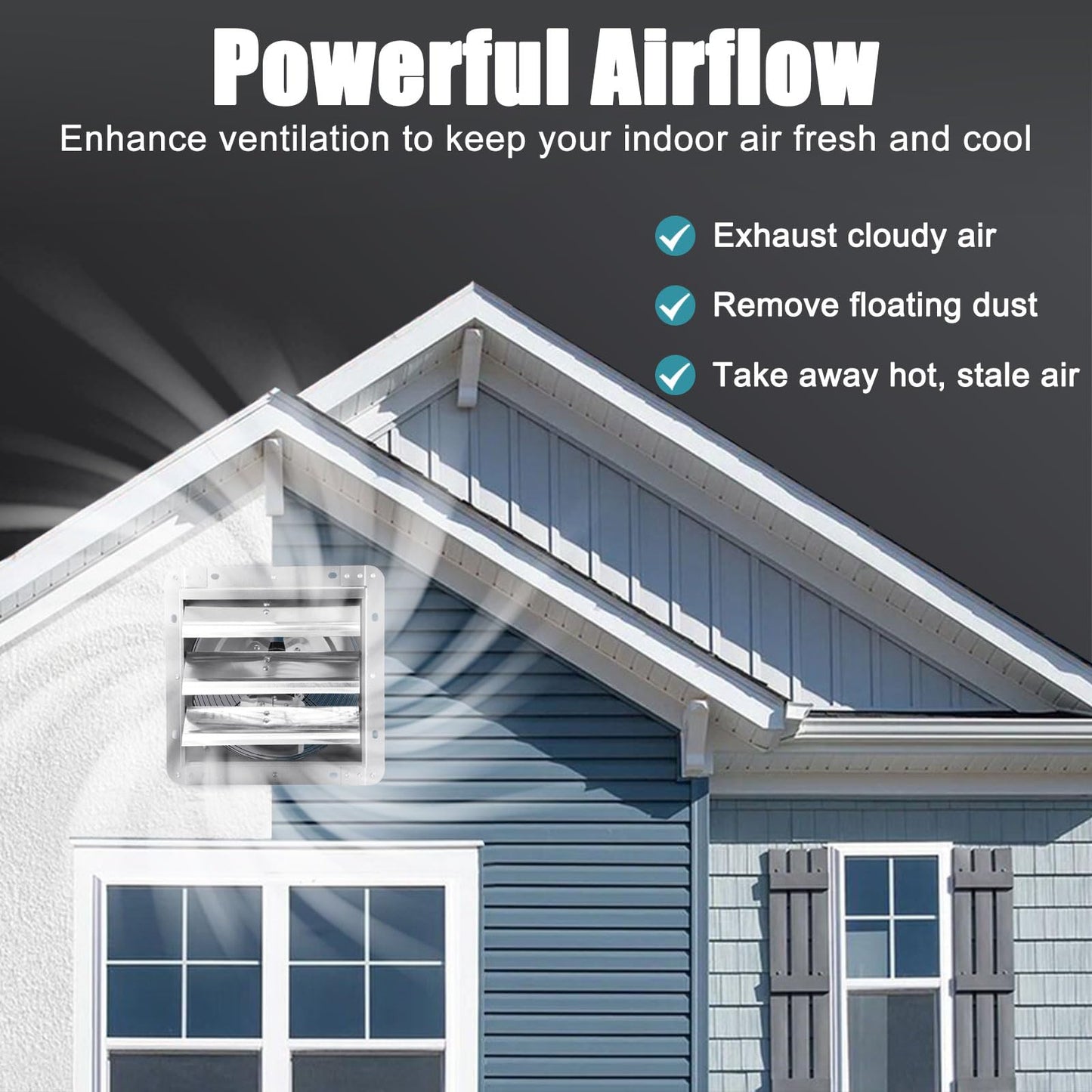 Criditpid 10 Inch Shutter Exhaust Fan with Speed Controller and Power Cord, 820 CFM 1650 RPM Wall Mounted Metal Exhaust Fan for Attic, Greenhouse, Garages, Barn, Workshop, Chicken Coop Ventilation