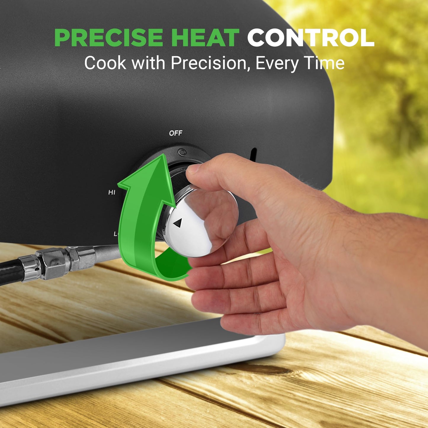 NutriChef Portable Outdoor Gas Pizza Oven - Unique Design, Easy Bake Oven with Pizza Stone, Foldable Feet, One-Touch Gas Ignition, Adjustable Heat Control, Stainless Steel, 932°F Max