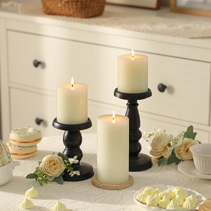 3x6 Inch White Pillar Candles Set of 3 - Decorative Unscented Pillar Candle, Long Burning Dripless Candle for Table Decor, Smokeless Large Pillar Candles for Wedding Table Decor