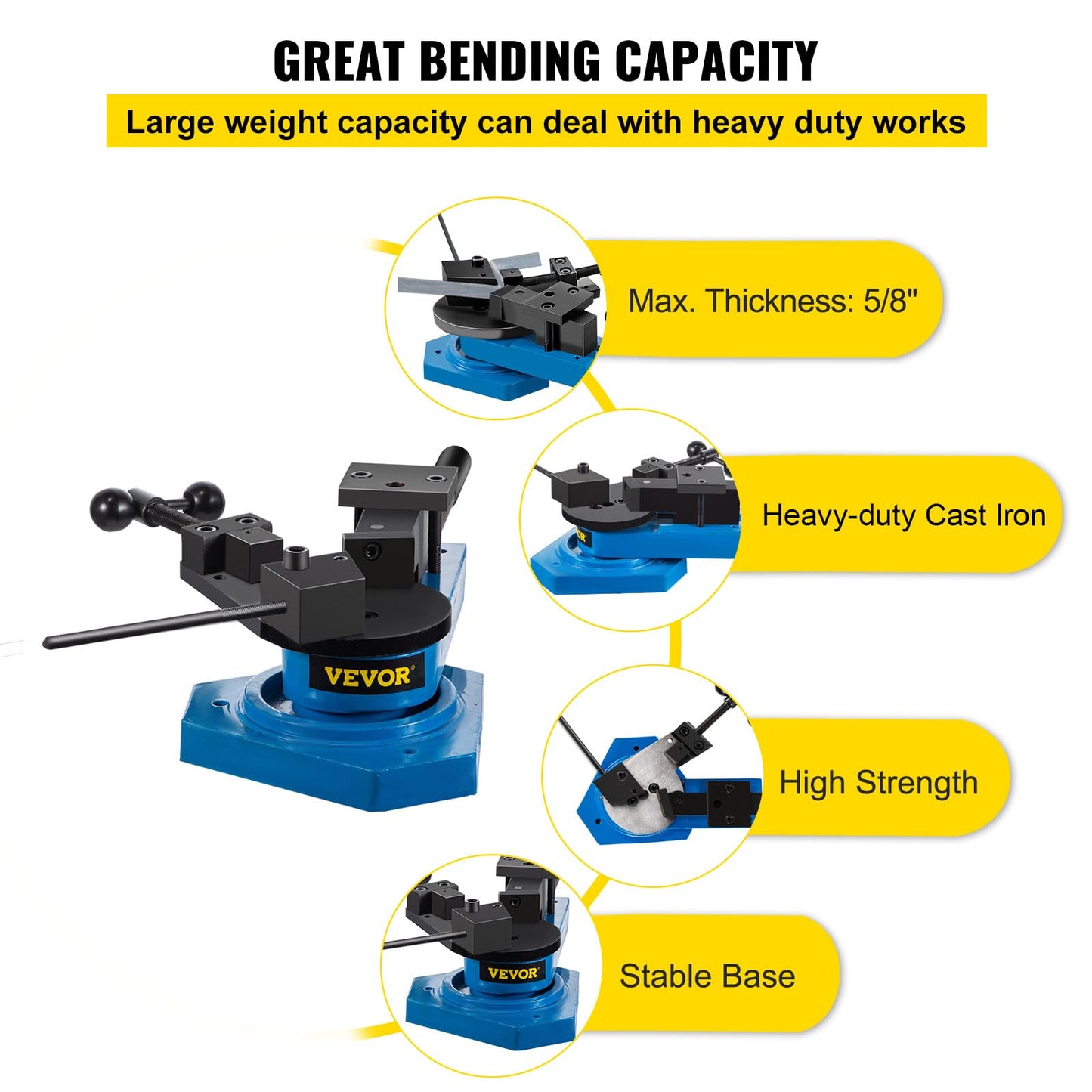 VEVOR SBG-40 Manual Bender High-Hardened Steel Scroll Bender Combination of Scroll Radius and Angle Bending Universal Metal Rod Bender For Steel Brass Cooper Aluminum