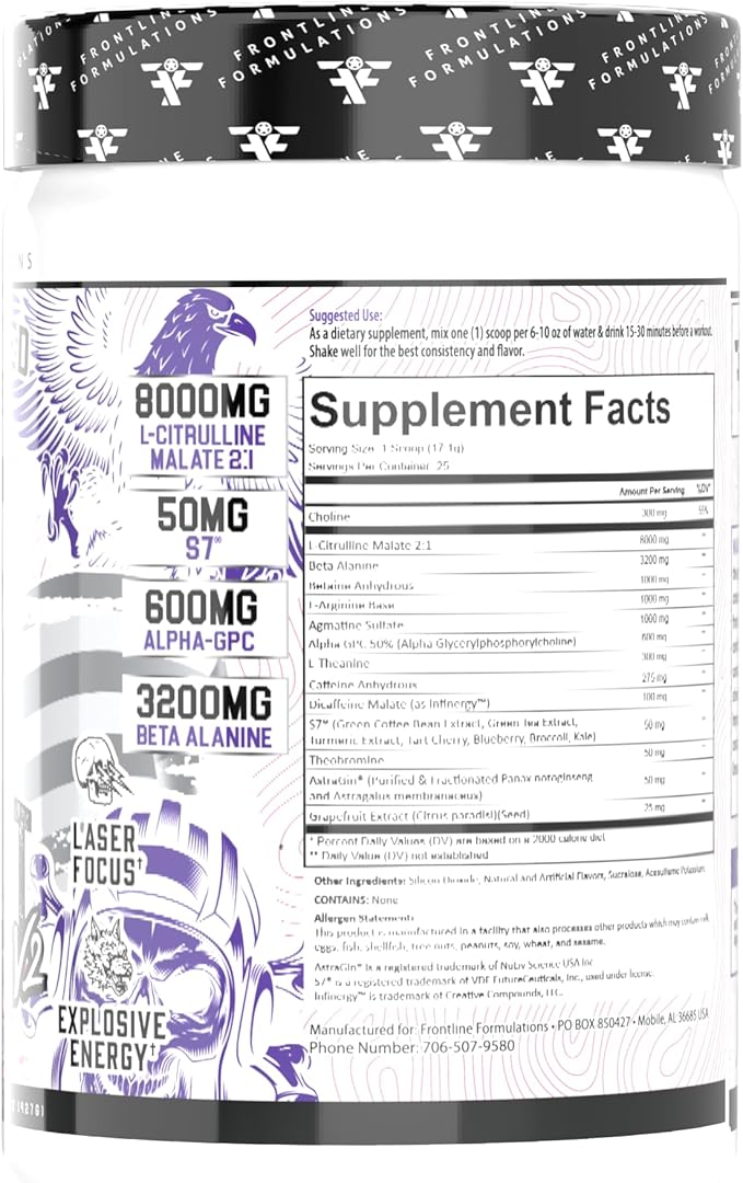 Gauntlet Pre-Workout Powder, Explosive Workouts, Laser Focus, Mid Stim, Amazing Flavor, Veteran Owned and Operated (25 Servings, Grape Watermelon)