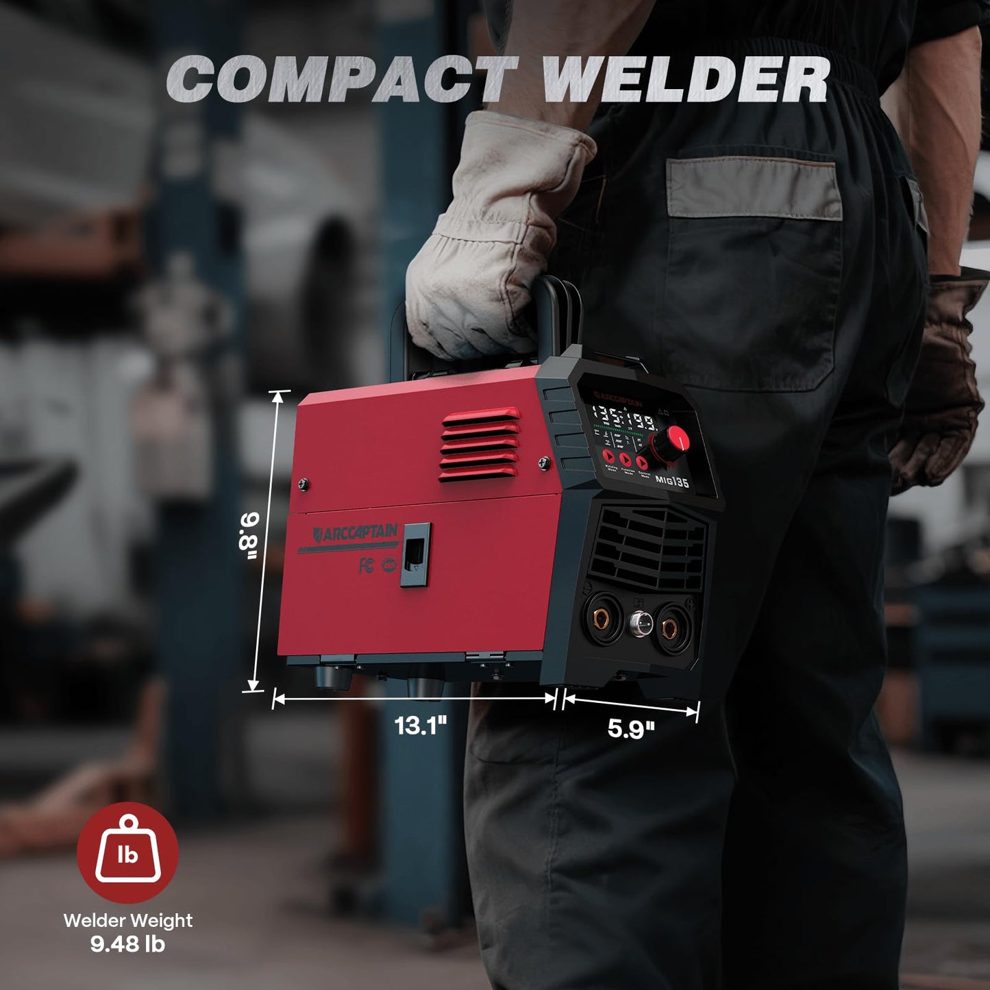 ARCCAPTAIN 135A MIG Welder [Large LED Display] 110V Welder Flux Core MIG, Lift TIG, Stick, 3 in 1 Welding Machine Gasless MIG Welder Machine 110V, IGBT Inverter Welder with Synergy, 2T/4T