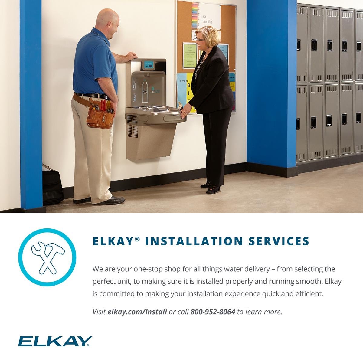 Elkay Wall Mount Mechanical Activation ADA Cooler Non-Filtered Non-refrigerated Stainless