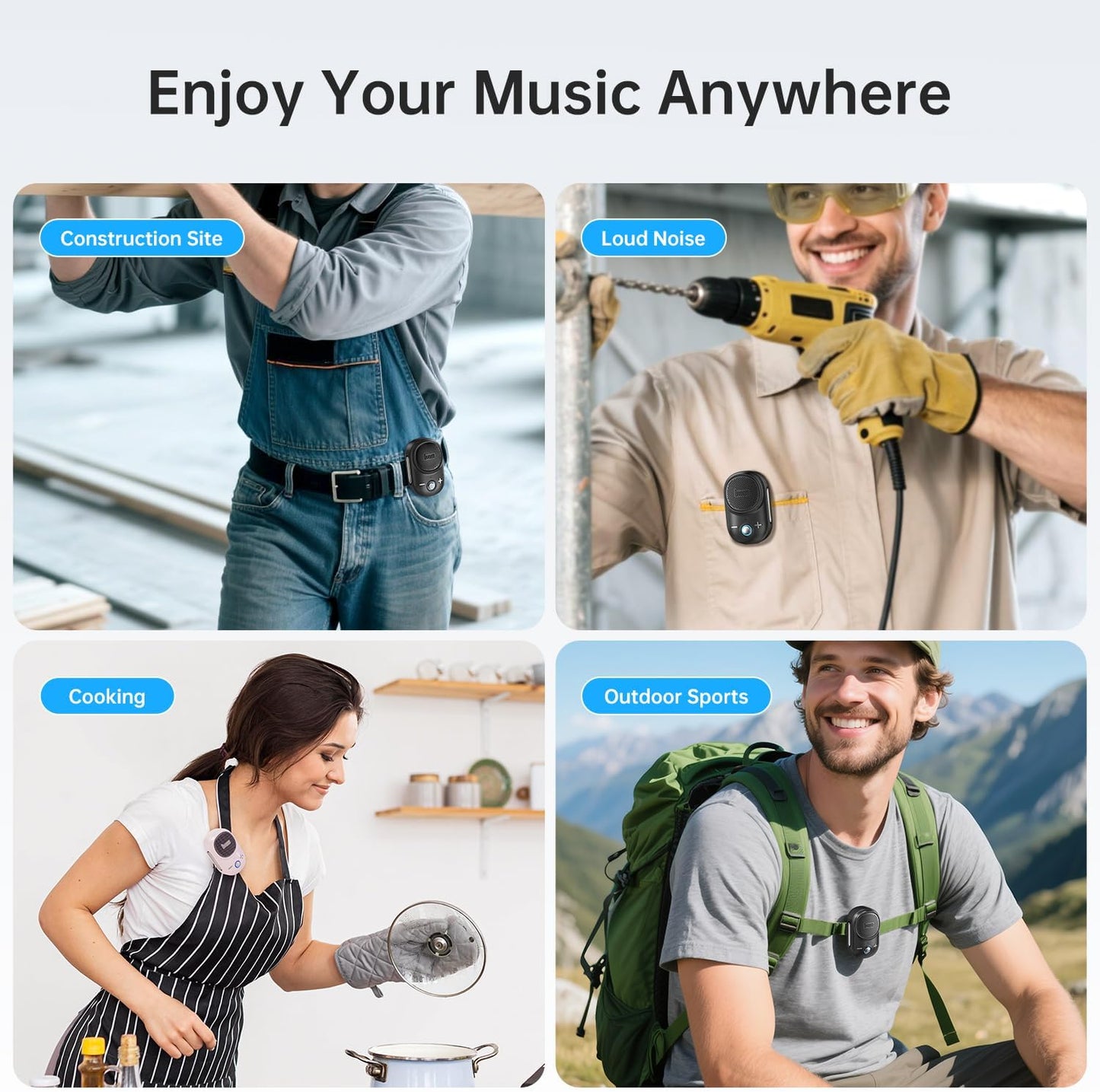 Divoom IP67 10H Itour-S Wearable Bluetooth Speaker, Waterproof Dustproof, Portable Small Clip-On Bluetooth Speaker