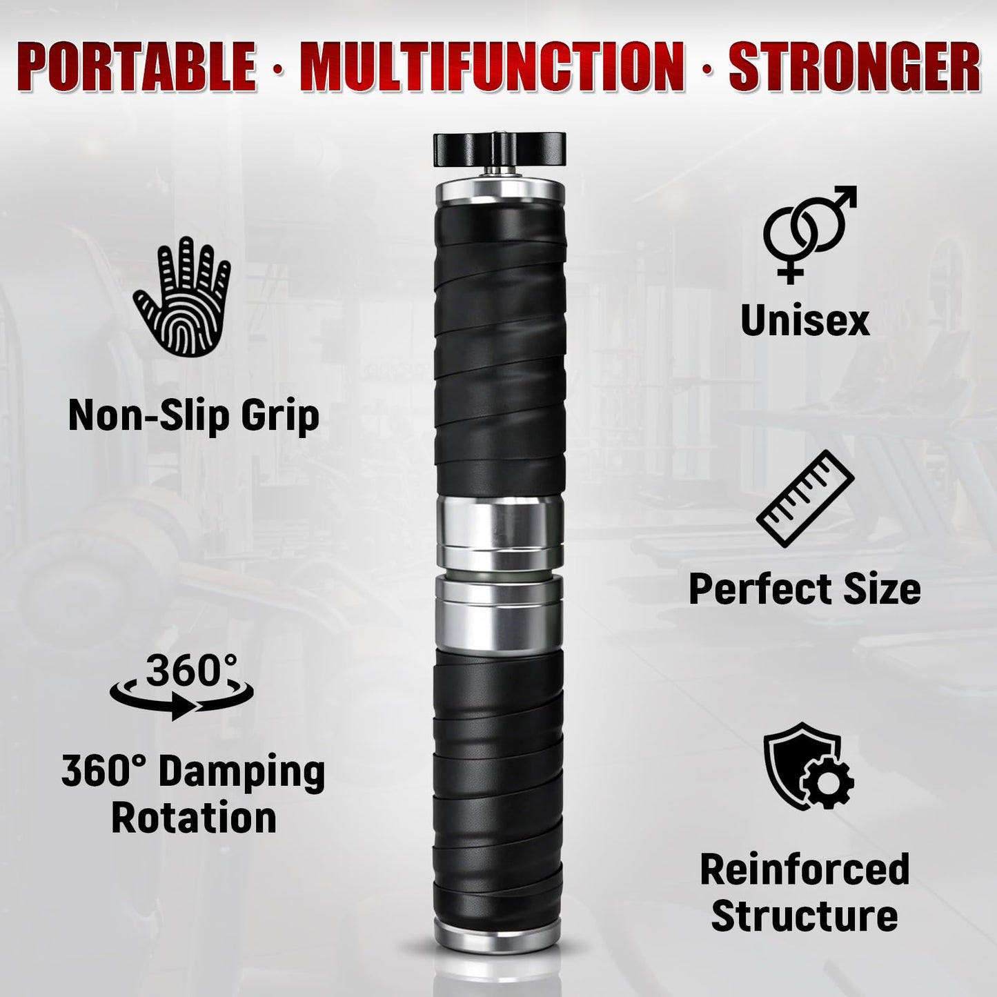 Portable Wrist Roller, Adjustable Resistance Wrist & Forearm Strengthener, Wrapped Handle Grip Strength Trainer, Exercise Equipment for Climbers, Weightlifters, Martial Artists, Aluminium Alloy