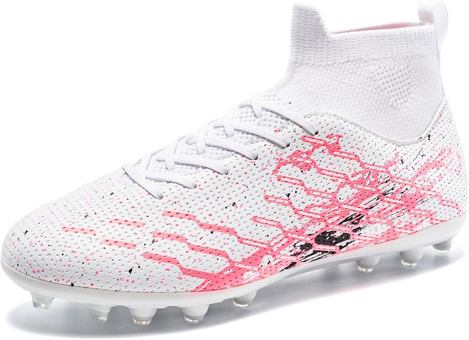 Unisex Soccer Cleats Lightweight No-Tie Lacing System Multi-Surface Football Shoes with Ankle Support for Beginners to Advanced Players