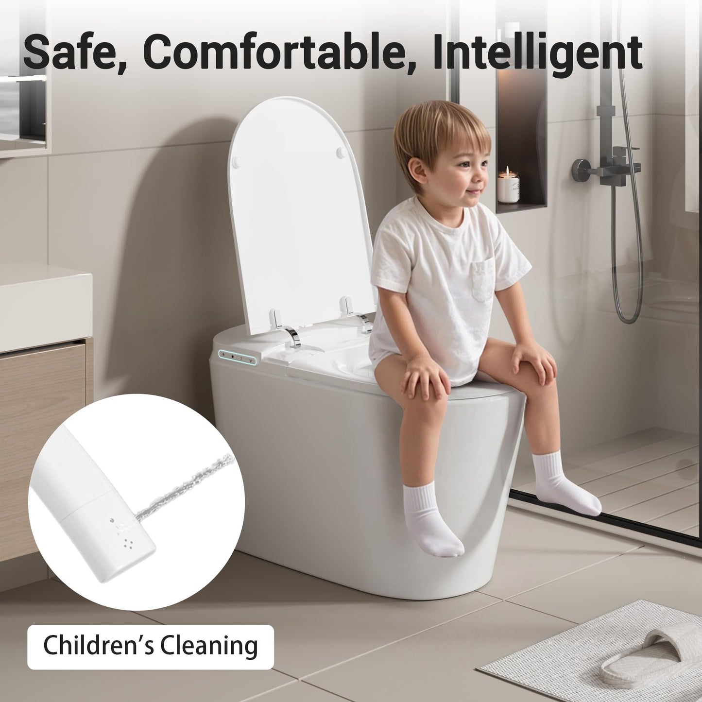 Smart Toilet with Bidet Built in, Modern Tankless Bidet Toilet for Bathroom with Heated Seat, One Piece Toilets with Dryer, Foot Sensor, Auto Lid&Seat/Siphon Dual Flush 0.8/1 GPF, MAP 1000g