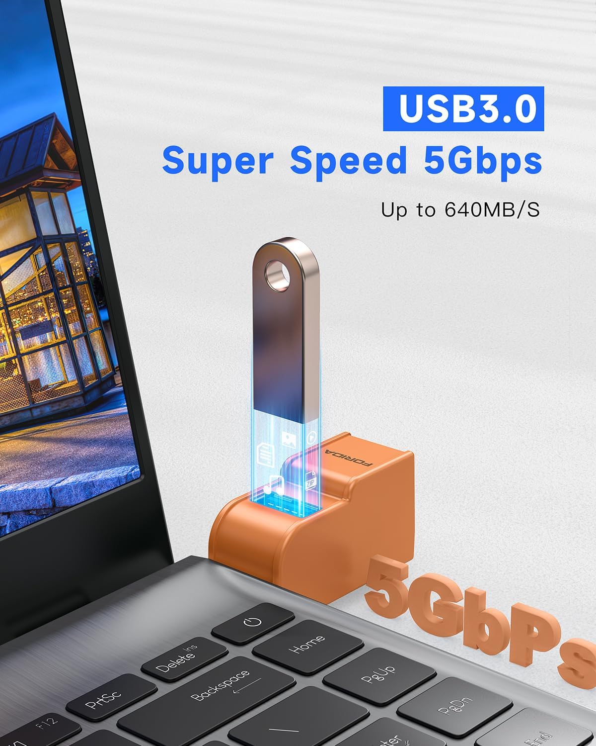 FORIDA 3 3.0 2 2.0 1 USB-3.0 Ports USB hub, USB Splitter to USB Out Ports and Port, Portable USB Adapter for Keyborad