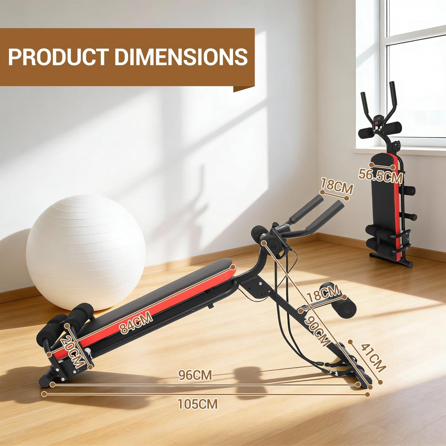 Adjustable Ab Workout Bench-Ab Trainer Machine with LCD Display, Multi-functional Ab Machine for Home Gym