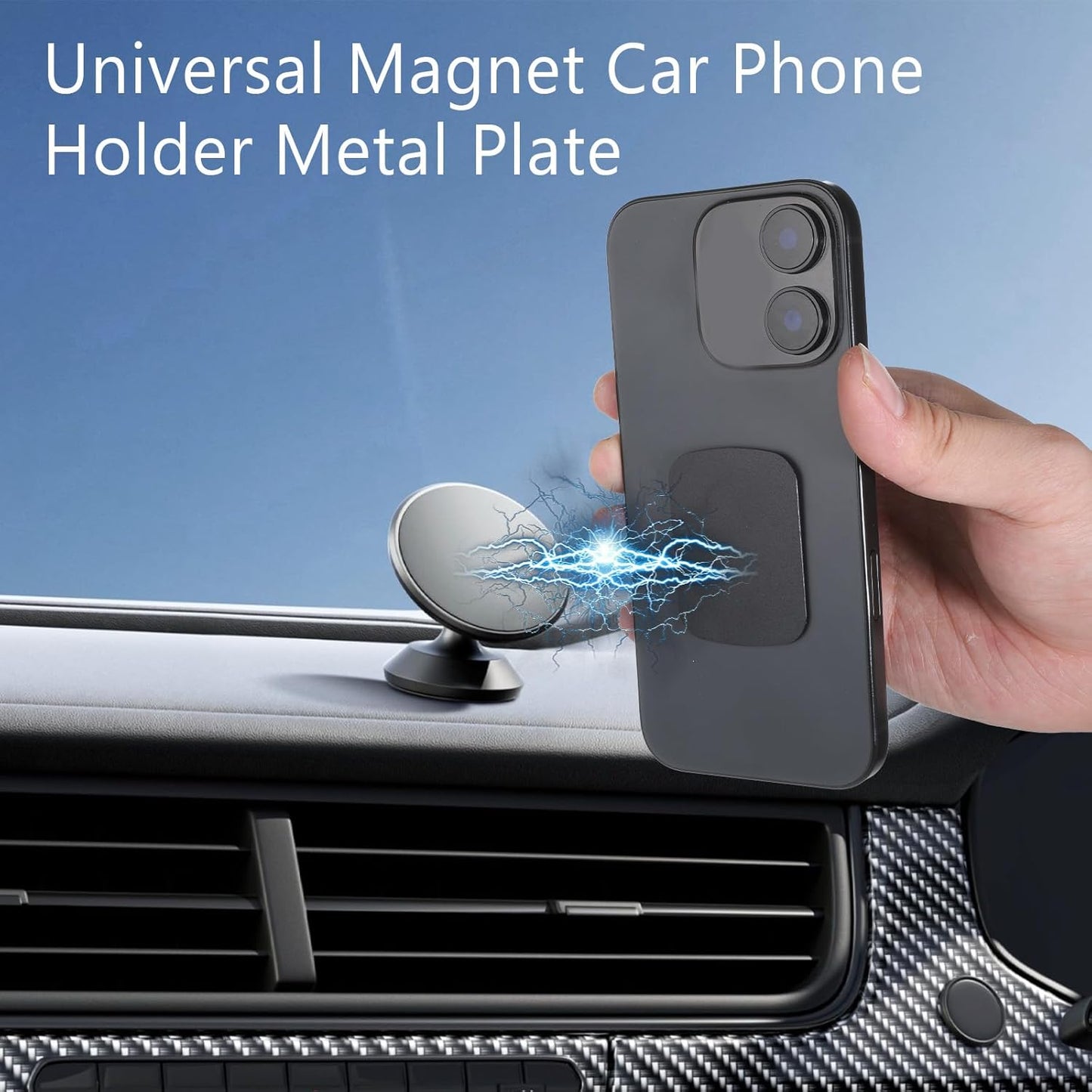 Bruislard 10 2x1.5in Pcs Adhesive Metal Plates for Magnetic Mount, Rectangular Steel Sheets Cell Phone Case Back Magnet