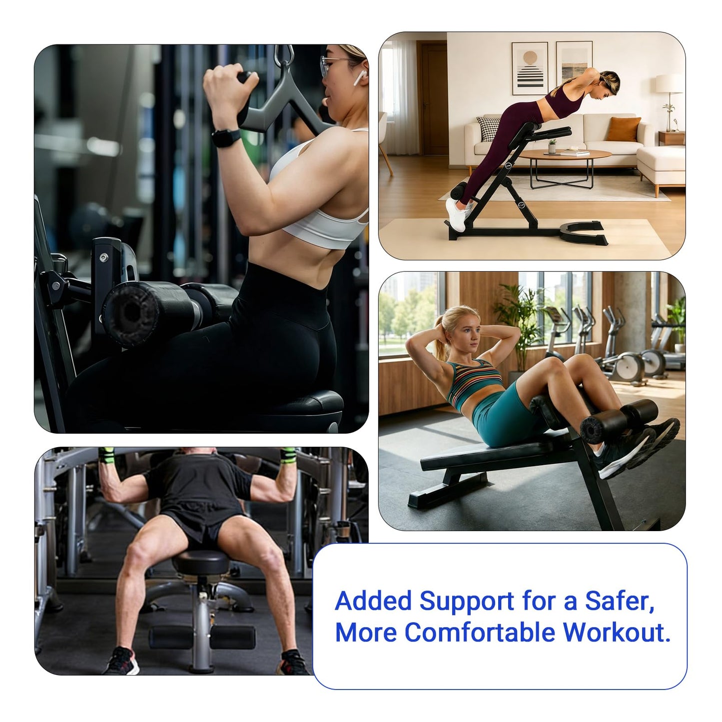 2PCS High-Resilience Leg Extension Pad Replacement for Gym Machines, Stable High-Support Foam Roller, Durable No Peel or Crumble for Leg Curl, Bench, Inversion Table