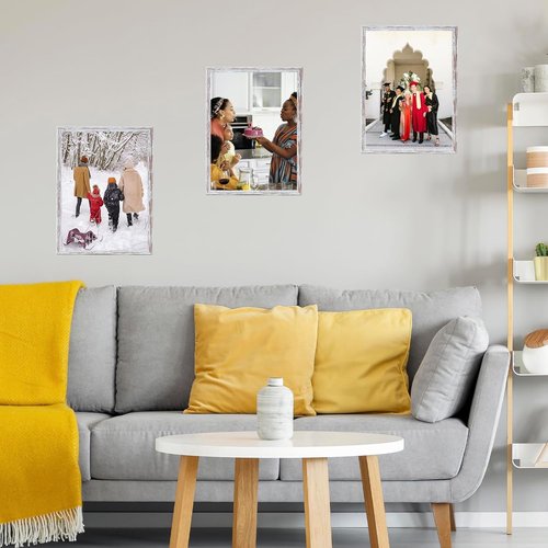 JCJMY 16x24 Rustic White Picture Frame - Versatile Wall Hanging for Photos & Canvas, Horizontal/Vertical