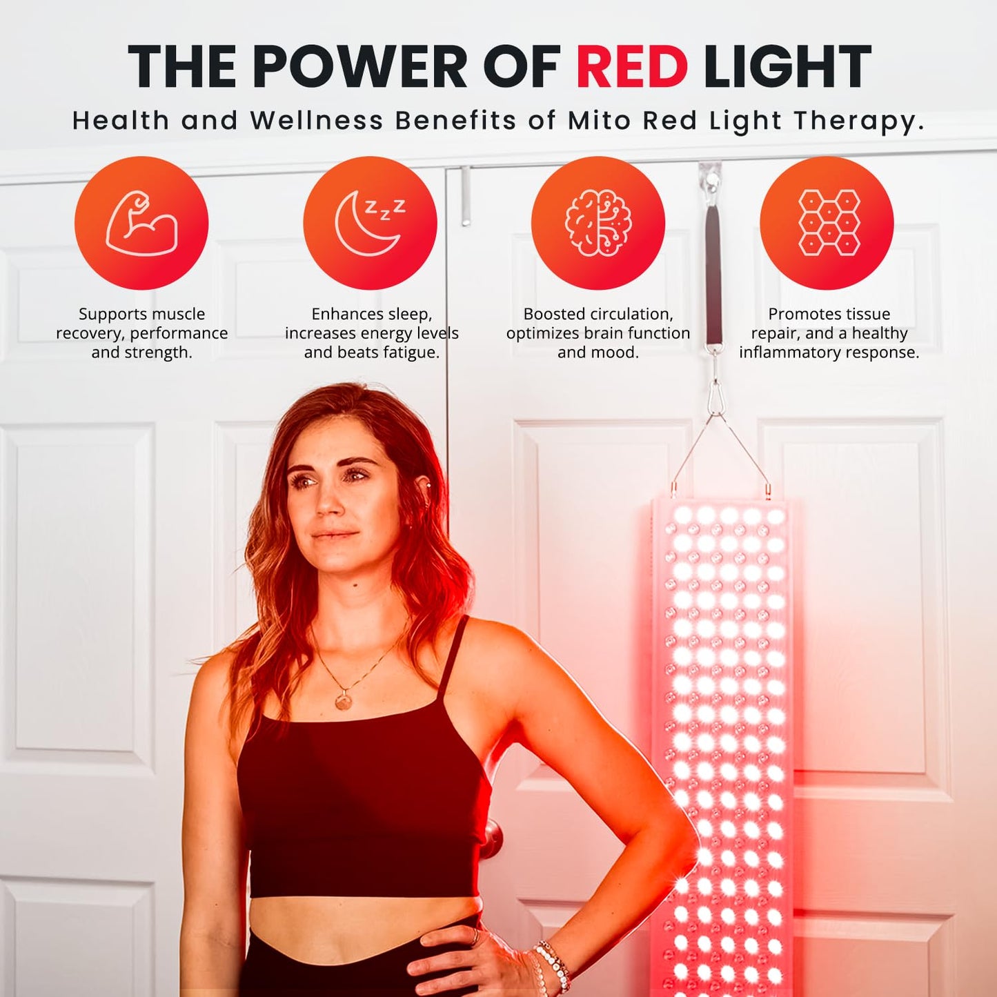 Mito Red Light – MitoMAX 2.0 Red Light Panel – Red Light Therapy for Face and Neck – Red Light & Near Infrared Red Light Therapy – At-Home Red Light Therapy for Body