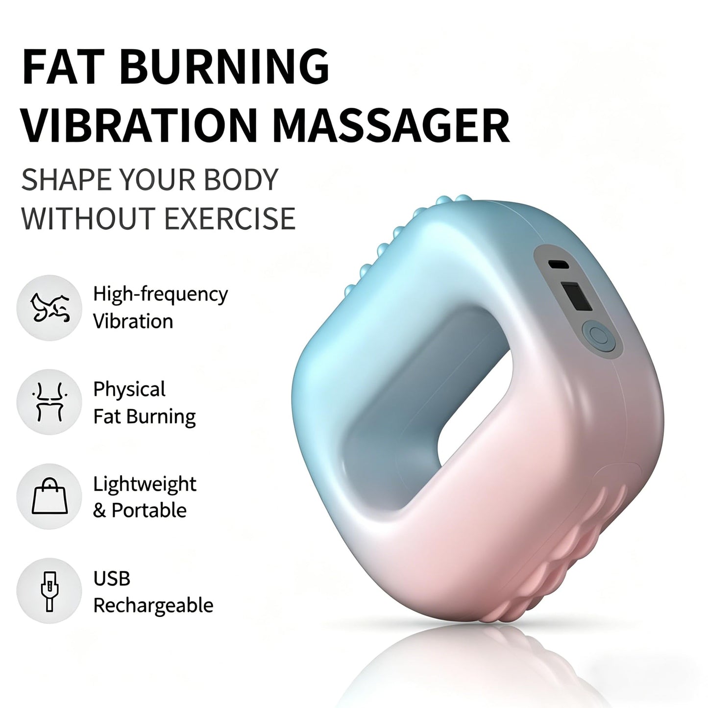Electric Vibration Plate for Lymphatic Drainage, 8 Level Multifunctional Full-Body Fascia Ring with Belt, 1500mAh Rechargeable Deep Tissue Muscle Massager for Body Contouring & Recovery (Gradient)