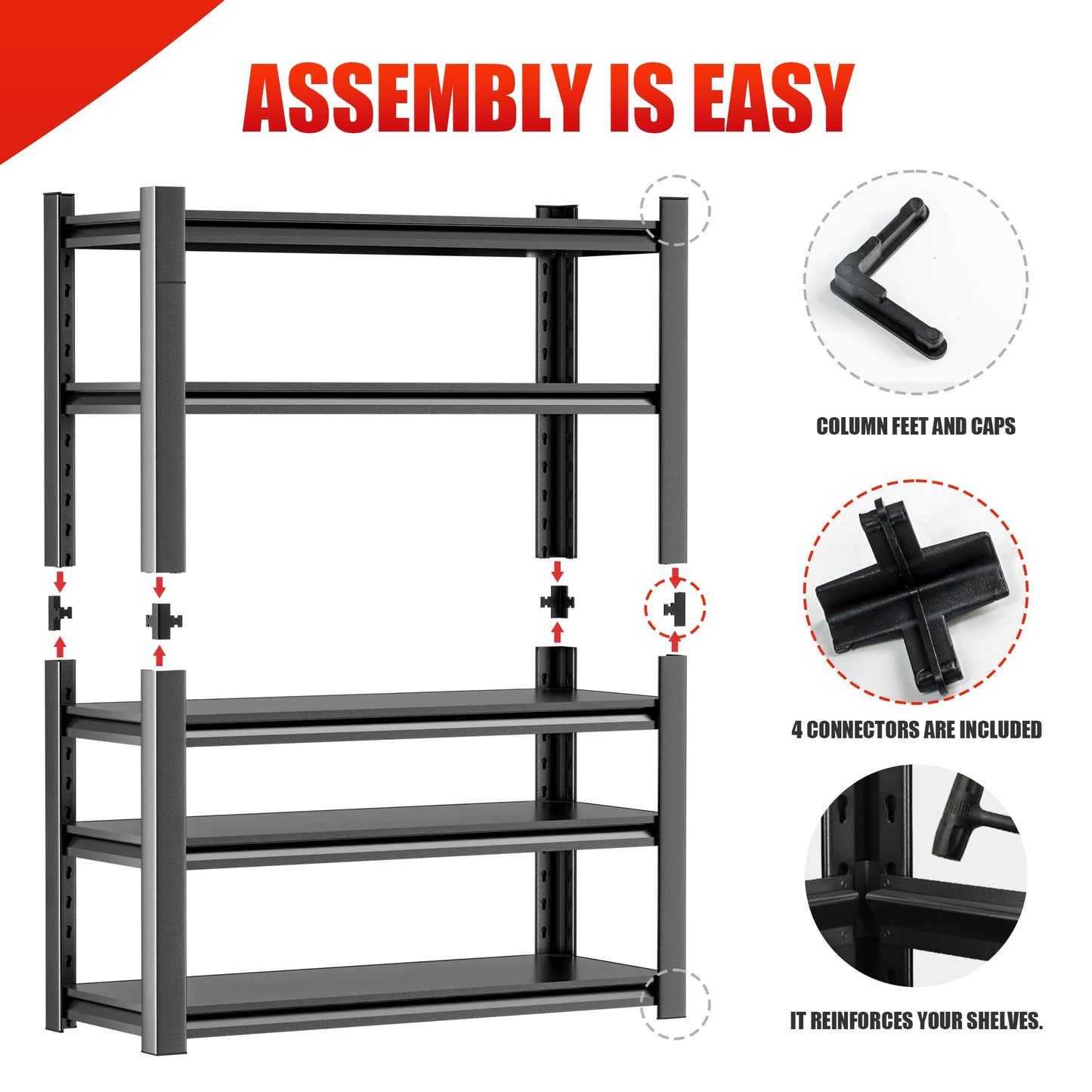 OLLRRACT Heavy Duty Metal Storage Shelf, 5 Tier Industrial Shelving Unit - Garage Shelving, Utility Shelf, Metal Storage Rack Shelving, Durable Garage Shelf Organizer 18" D x48 W x78 H