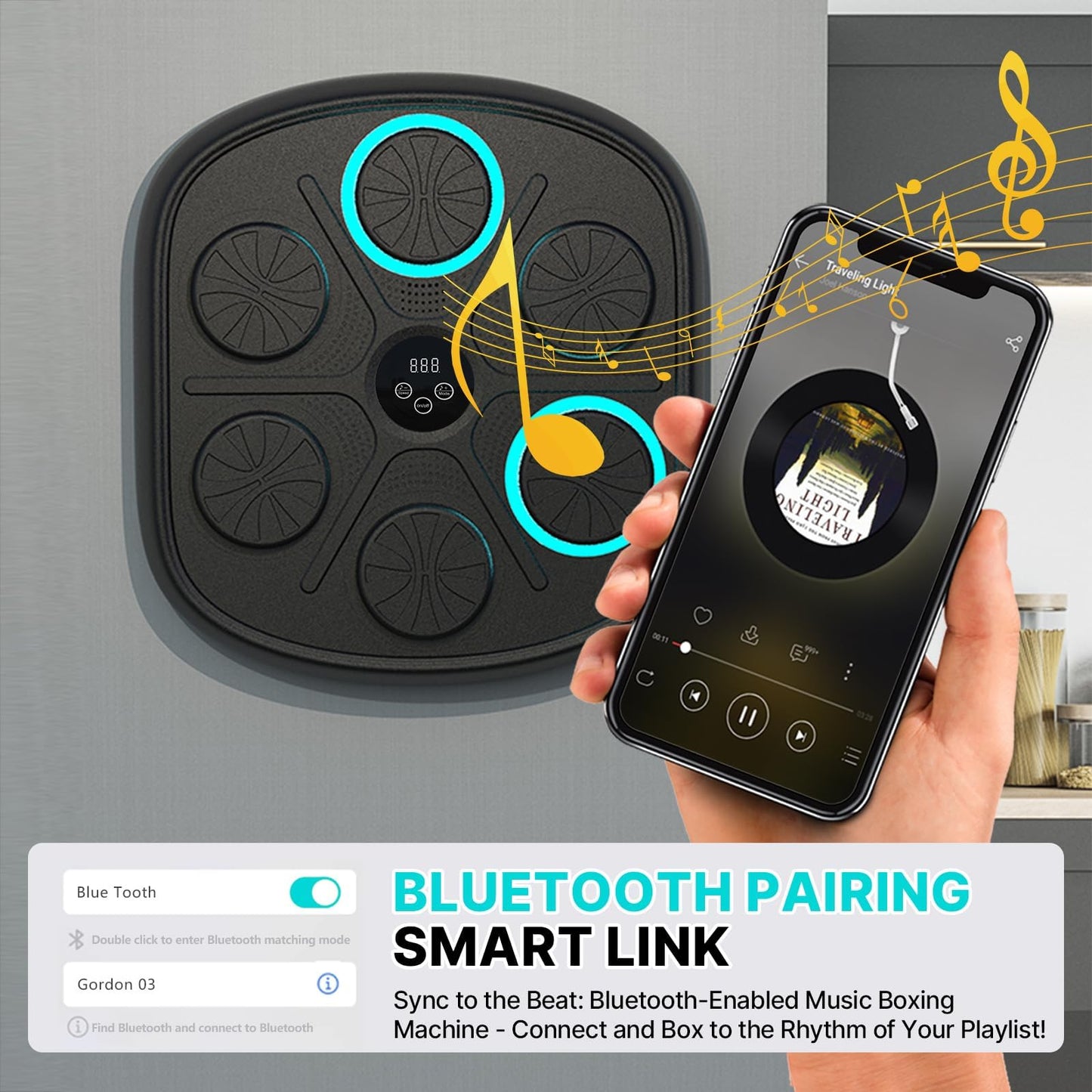 2025 Smart Music Boxing Machine for Adults and Kids: New Model Bluetooth Wall Mounted Punching Pad - Training Sport Equipment for Home Gym - Gifts for Teen Boys