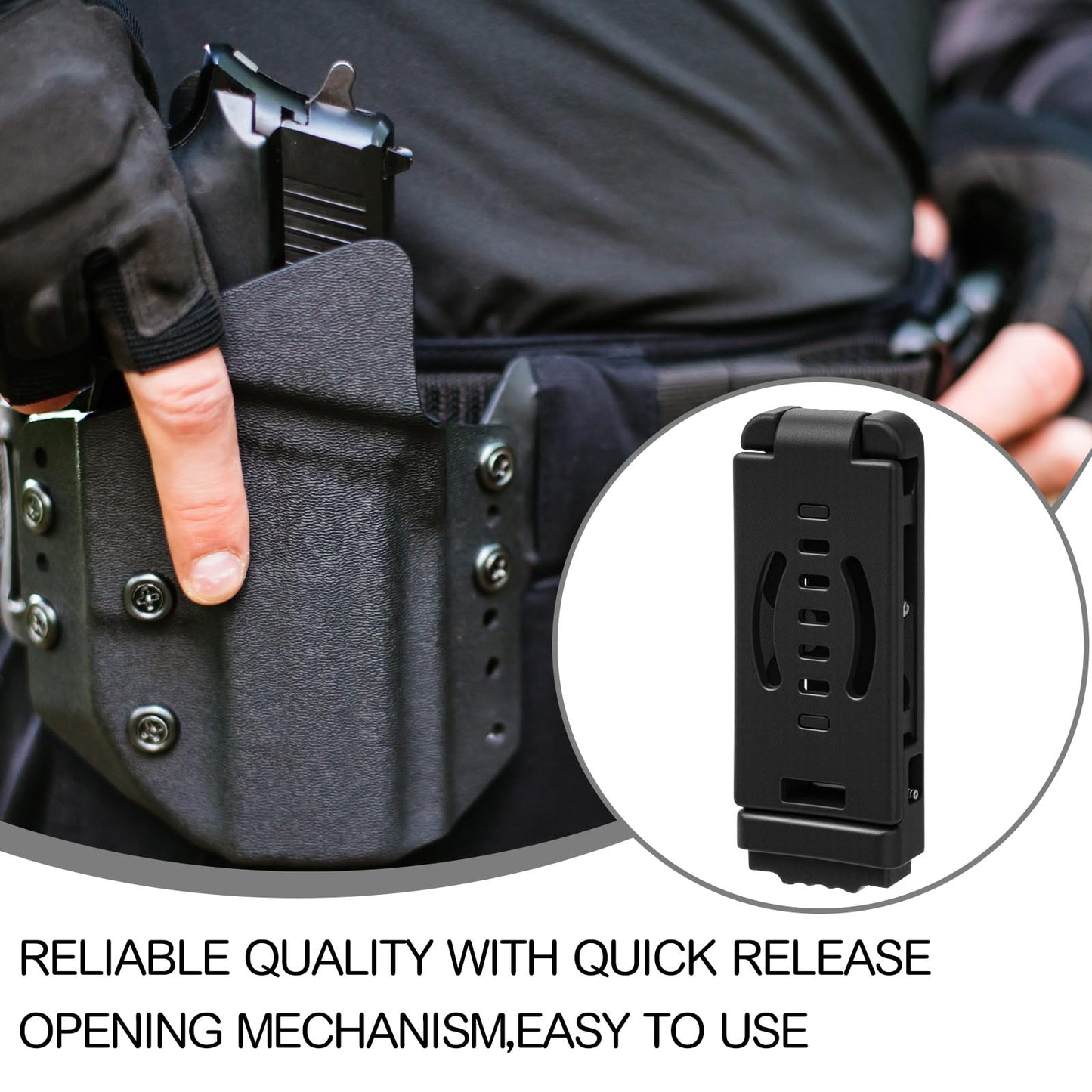 Relaxweex 4 Pack 3 Inch Holster Belt Clips Knife Belt Clip Holster Adjustable Molle Attachment Adapter with Mounting Hardware Panel Mounts Straps Tools for Vests Backpacks(Classic Style)