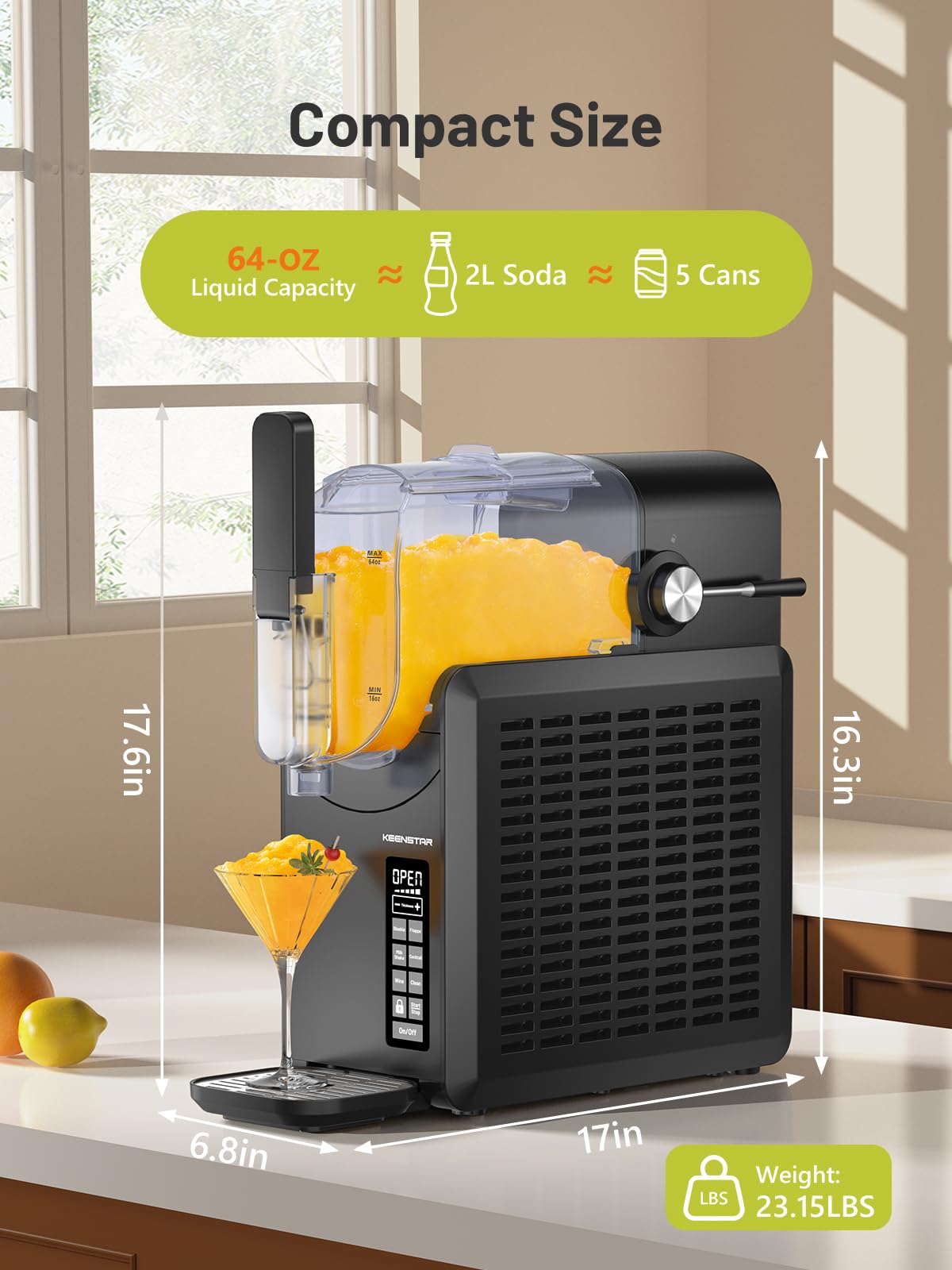 KEENSTAR Slushie Machine, Slushy Machine for Home with 5 Preset Programs, No Ice Needed, Frozen Drink Maker with Self-Cleaning for Frozen Margaritas, Frappés, Milkshake & More