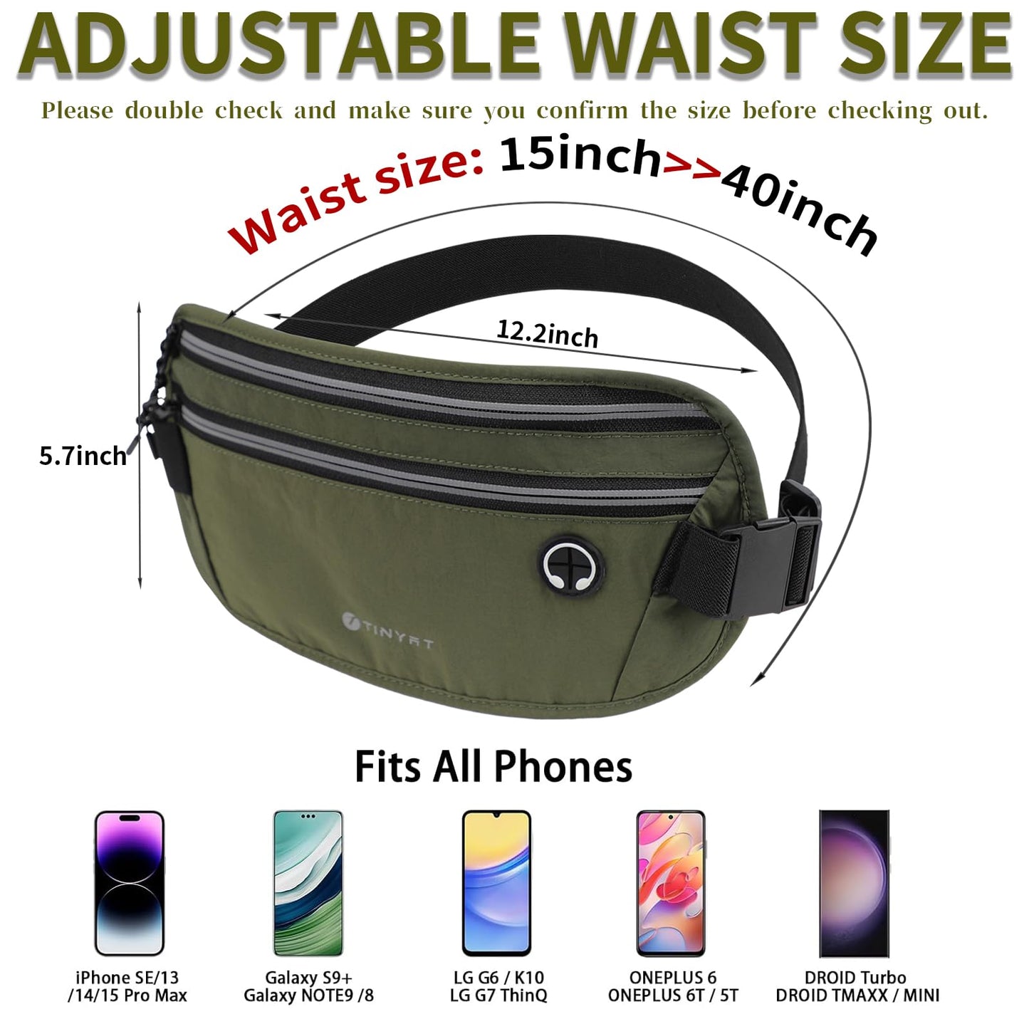 Slim Running Belt for Women Men Runners Fanny Packs With Phone Holder Hidden Pockets Exercise Waist Bag for Marathon Workout