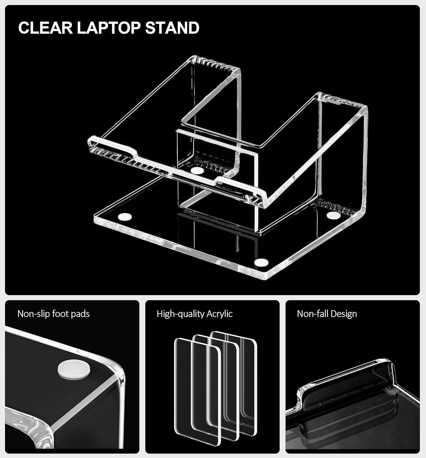 FUCDTEFC 10-17.3 Inch Acrylic Laptop Stand for Desk, Laptop Riser for Laptops, Ergonomic Computer Stand Holder