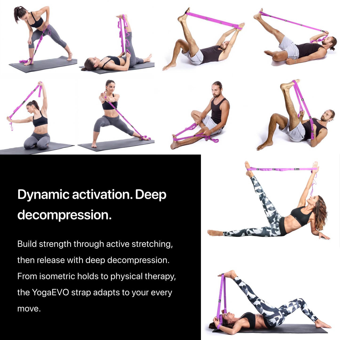 Stretching straps yoga strap for physical therapy | Exercise Stretch Bands for Seniors | Yoga Equipment | PT Stretching Strap for Recovery | Foot Stretch Out Straps for Flexibility | Purple