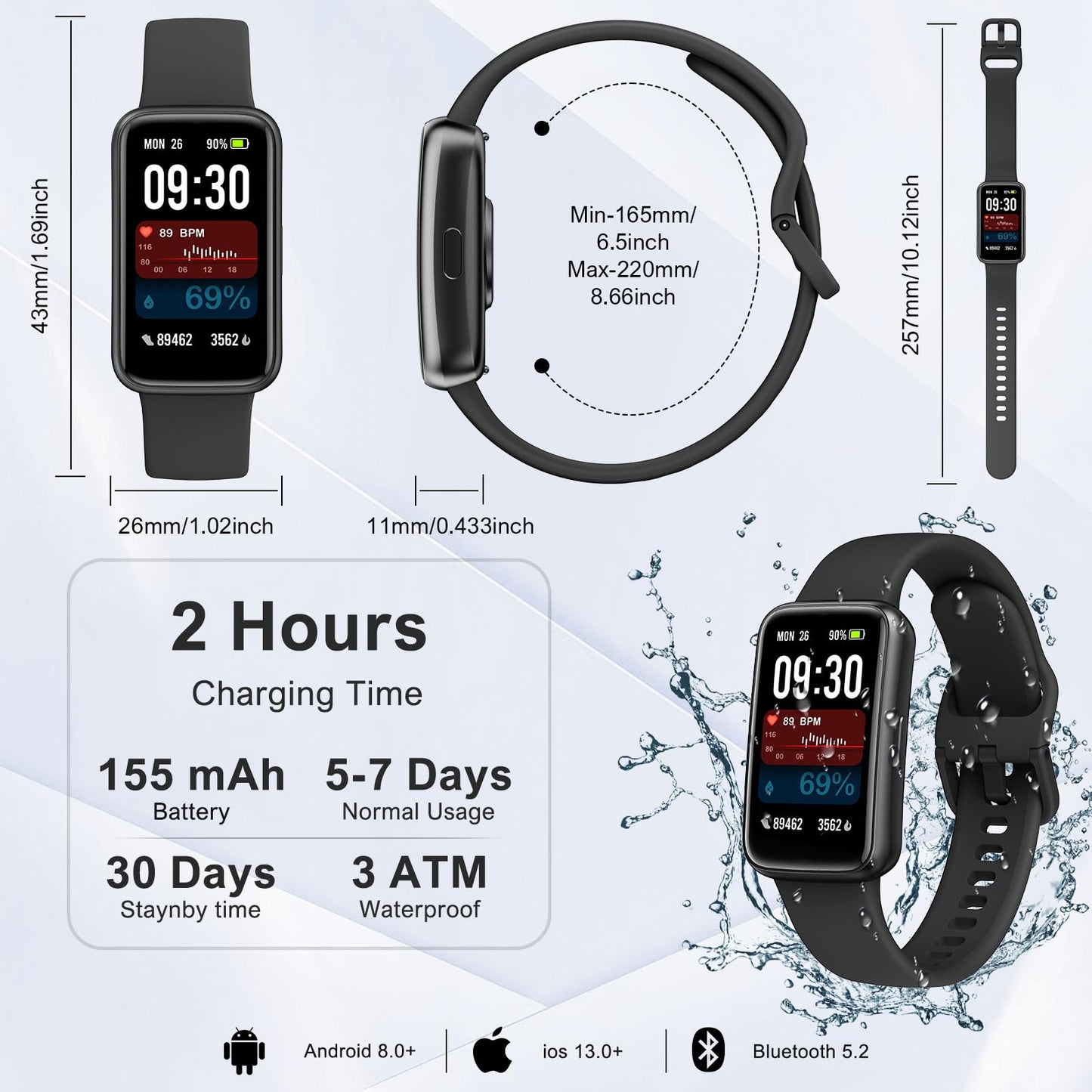 VMQIPNS Fitness Tracker,Smart Watch with 24/7 Heart Rate Blood Oxygen Sleep Monitor,1.47" HD Touchsreen with Step & Calorie Counter 100+ Sport Modes Health Activity Trackers for Men and Women (Black)