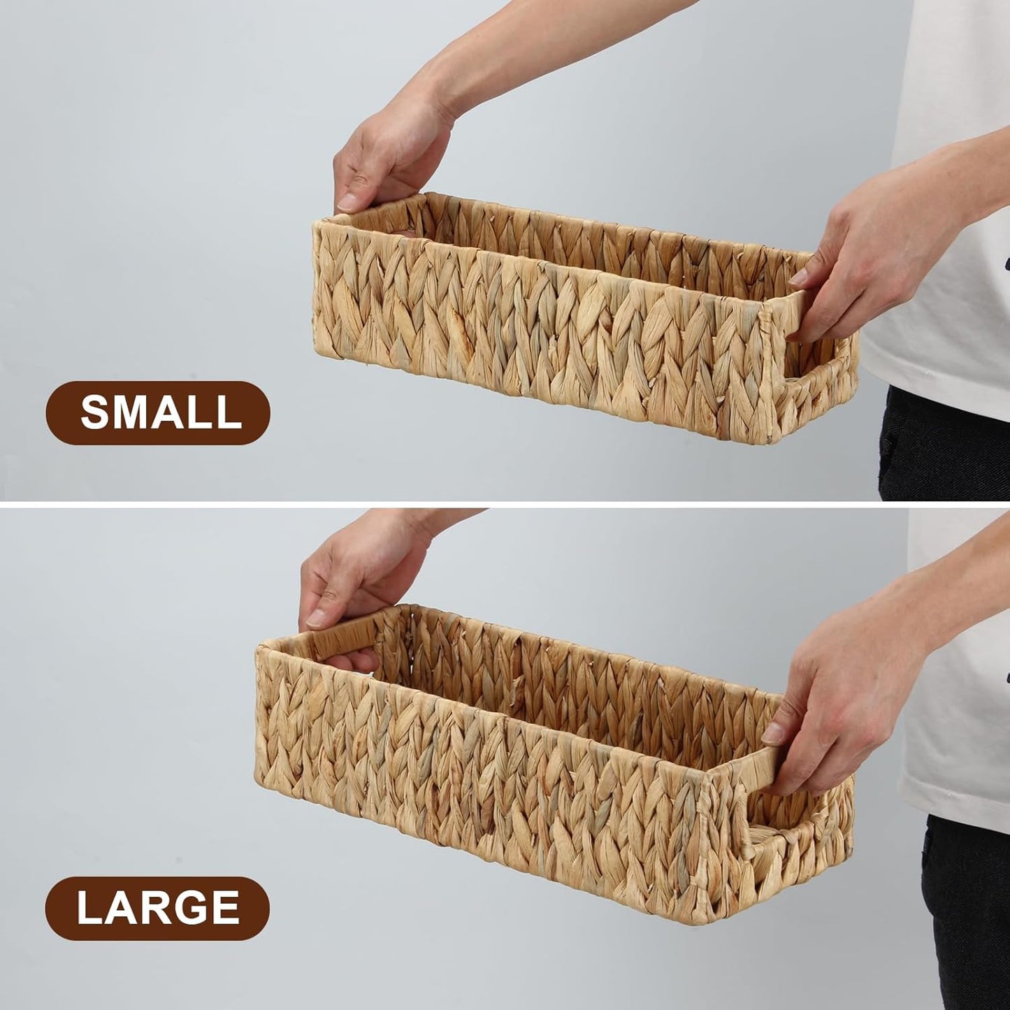 Regine Switzerland Wicker Storage Basket - Stylish Water Hyacinth Organizer for Bathroom & Pantry | 2 Pack
