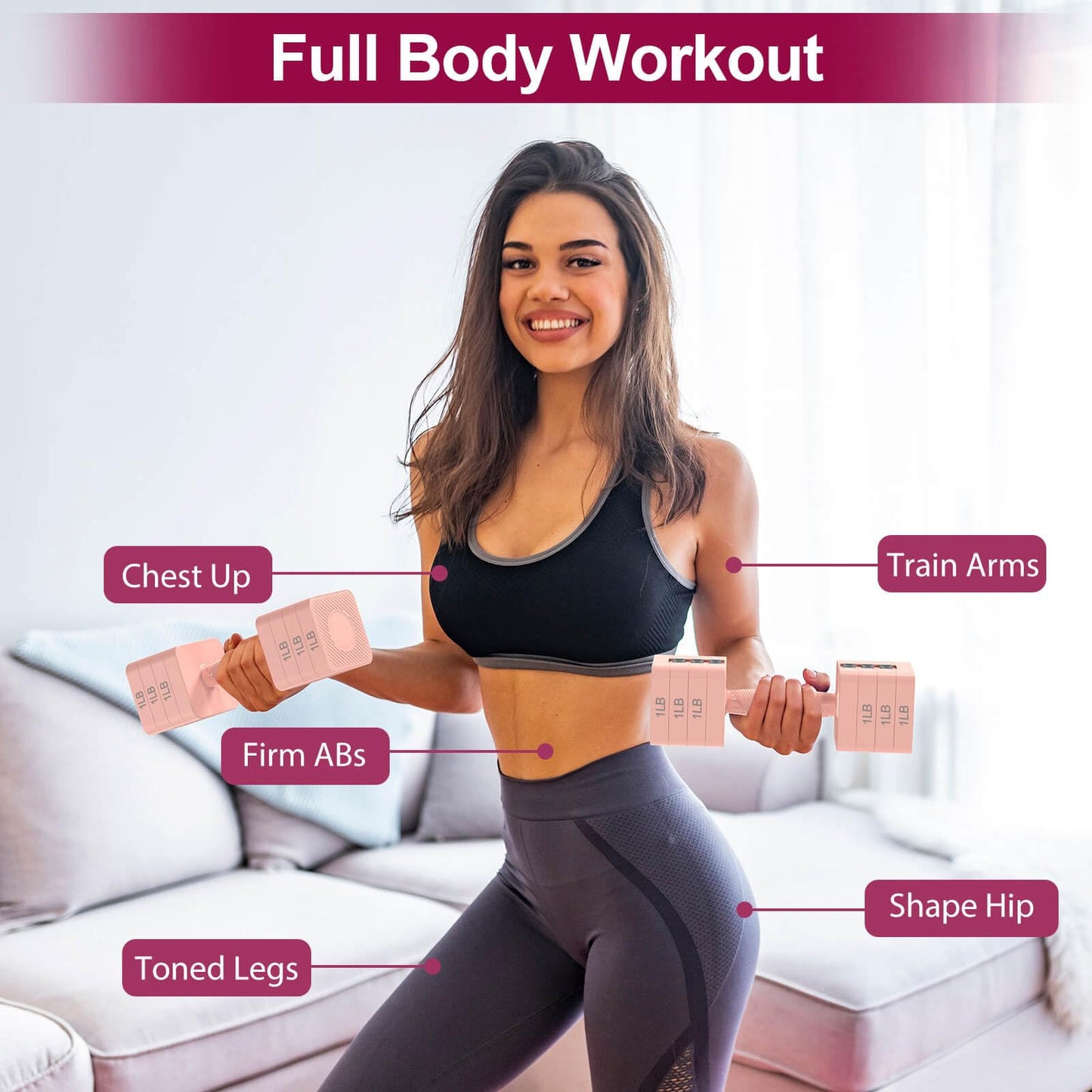 Hezeyferg 22LBS Adjustable Dumbbells Set, Hand Weights Sets with 5 Levels 3lb, 5lb, 7lb, 9lb, 11lb, Adjustable Weight Dumbbells for Women/Men Home Gym Full Body Workout