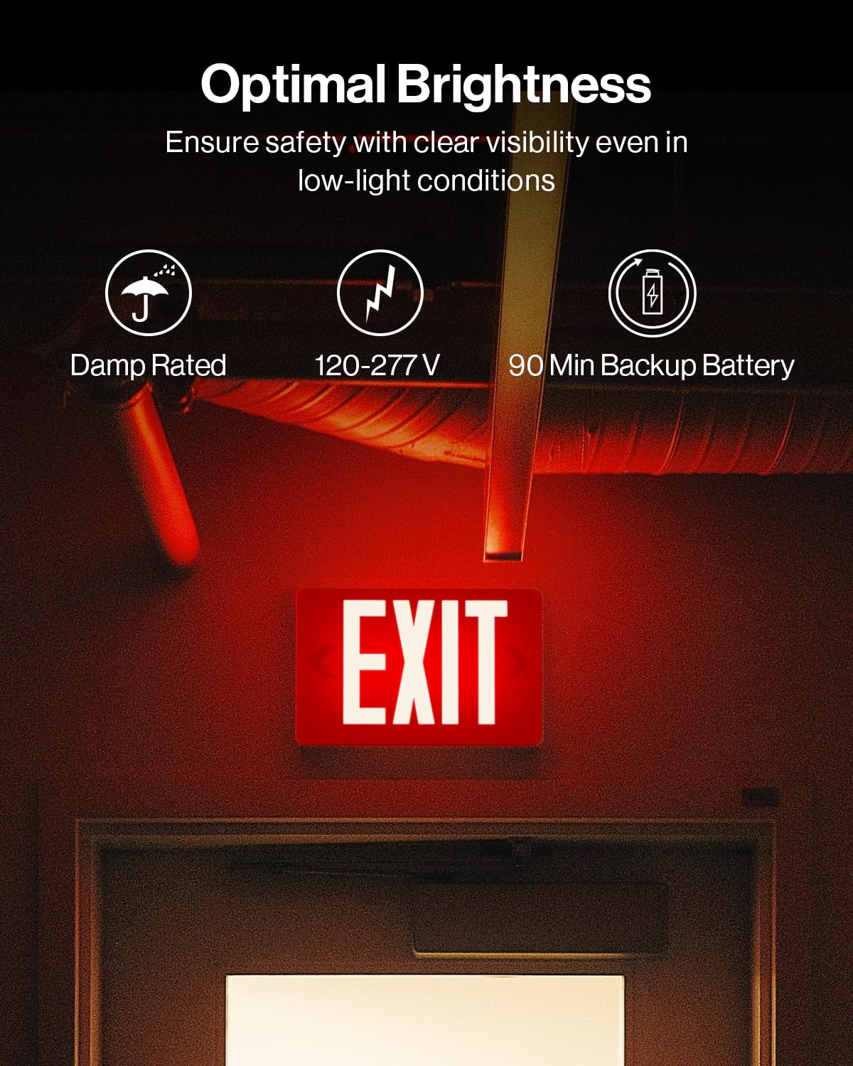 Sunco 6 Pack LED Exit Sign with Emergency Light, Commercial Grade Double Sided Fire Exit Lights, Backup Battery, Illuminated Emergency Exit, 120-277V, Dual Mounting, UL 94V-0 Fire Resistant.