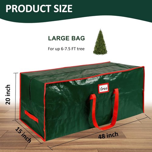 FUCDTEFC Christmas Tree Storage Bag - 7.5 Ft Heavy Duty Waterproof Container with Reinforced Handles & Dual Zippers (Green)