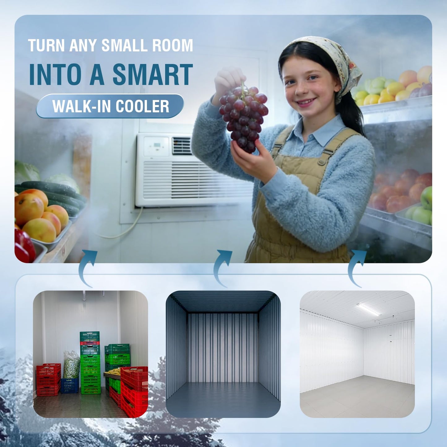 Zuomeng Walk-in Cooler Controller for Window AC Unit, Adjustable 33°F–65°F Temperature Control for Meat, Produce, Flowers and Beverages Storage
