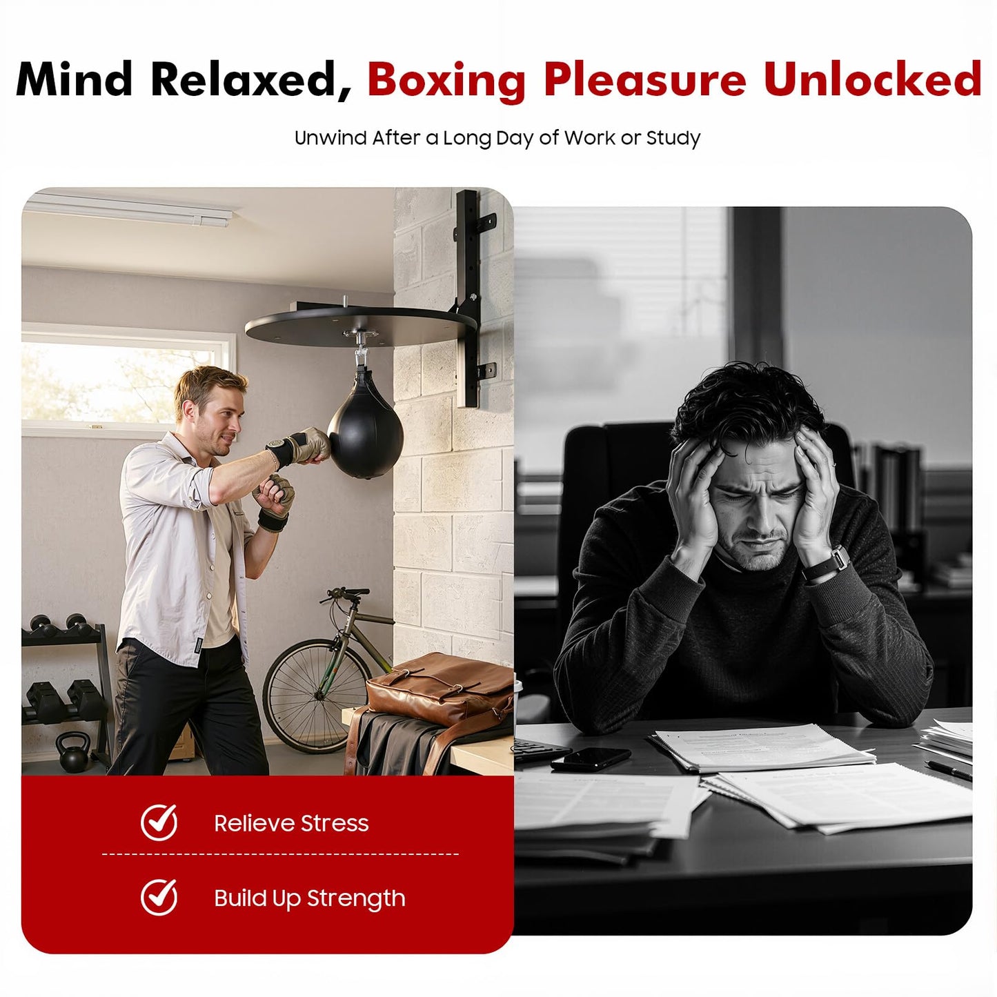 Speed Bag Platform Kit for Indoor Boxing, Heavy Duty Speed Bag for Boxing Training Equipment with Punching Ball, Adjustable Height Wall Mounted Speedbag Platform for Home Gym