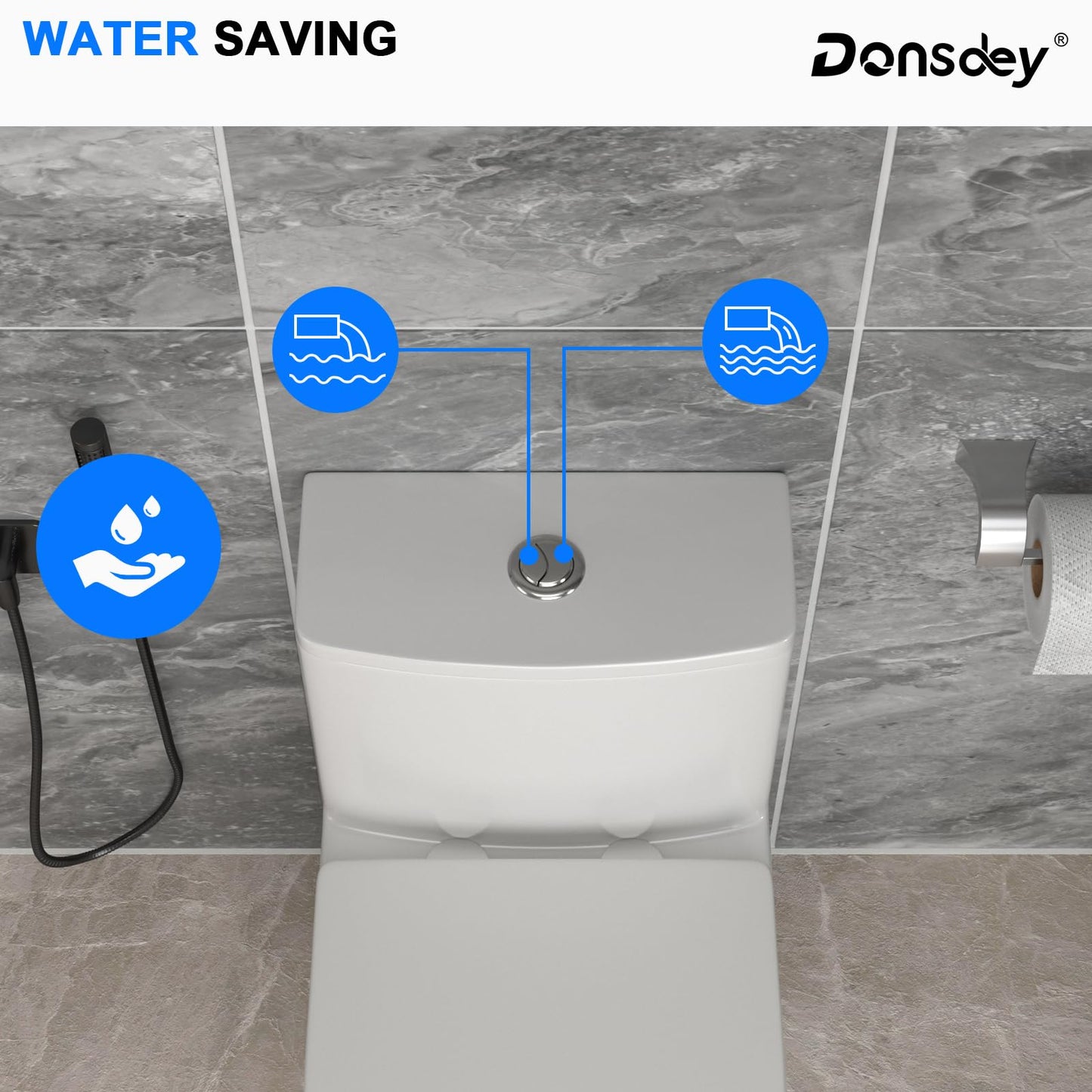 Donsdey One Piece Toilet 12'' Rough Inch- White Ceramic Compact Toilets with 15.9" Soft Close Chair Seat 1.1/1.6 GPF Water Saving Dual Flush Easy to Clean Toilet Bowl 13.6''x28.3''x24.8''