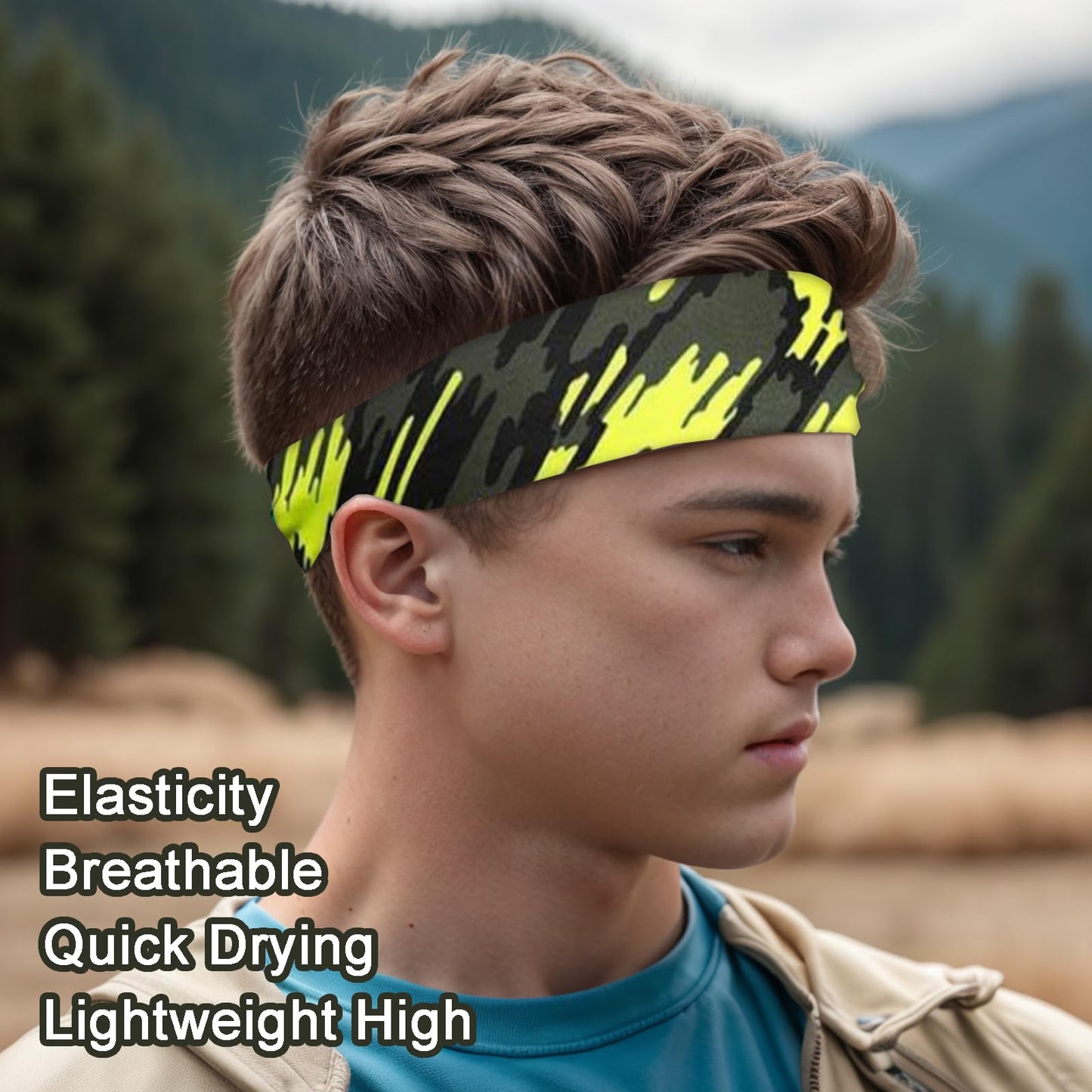 Sports Headband Pack - 9 Wide Sweatbands for Men's Running, Cycling, Football, Basketball, Yoga Workouts (Cool Style)